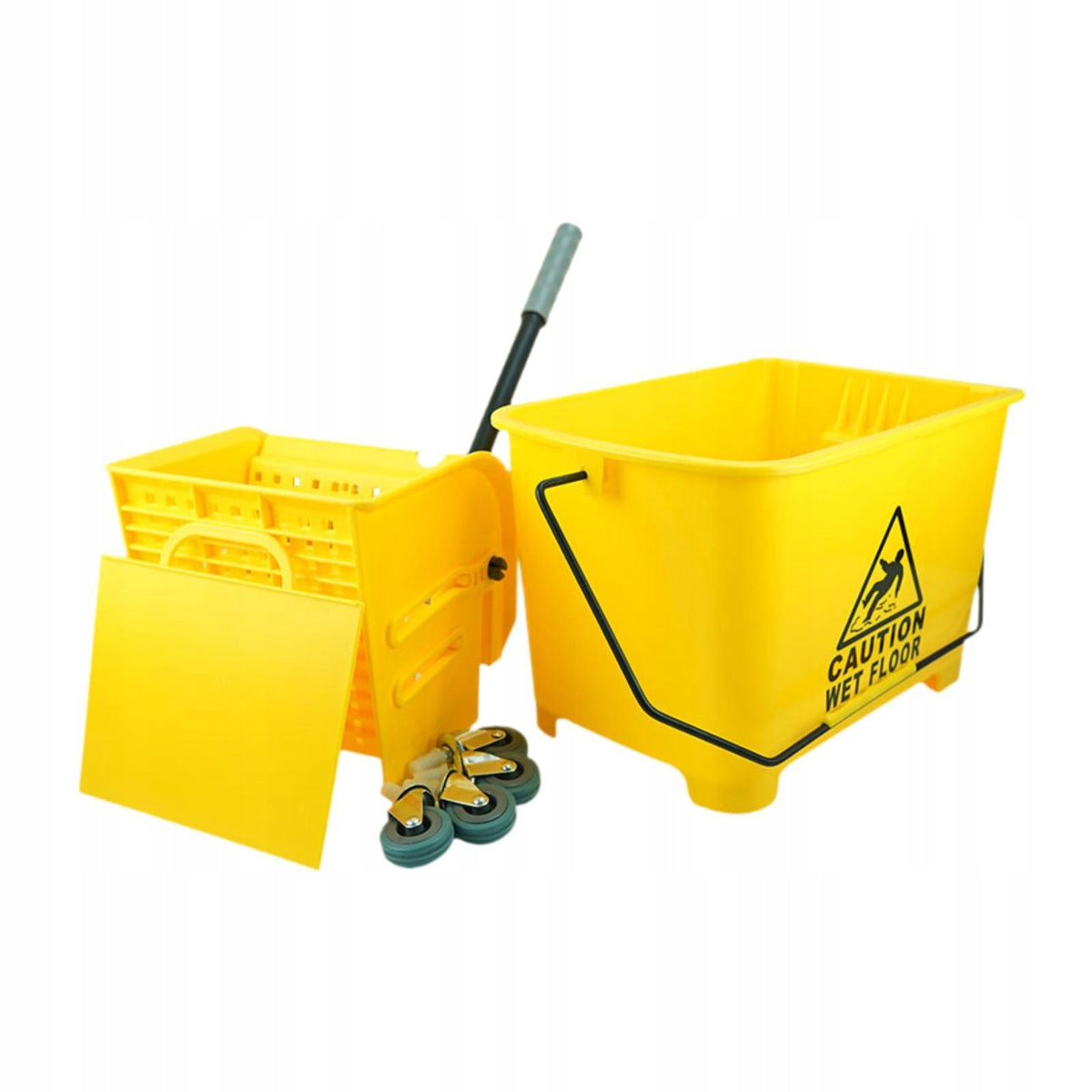 Mop Bucket on Wheels Side Press for Restaurant Sturdy Space Saving Color transparent