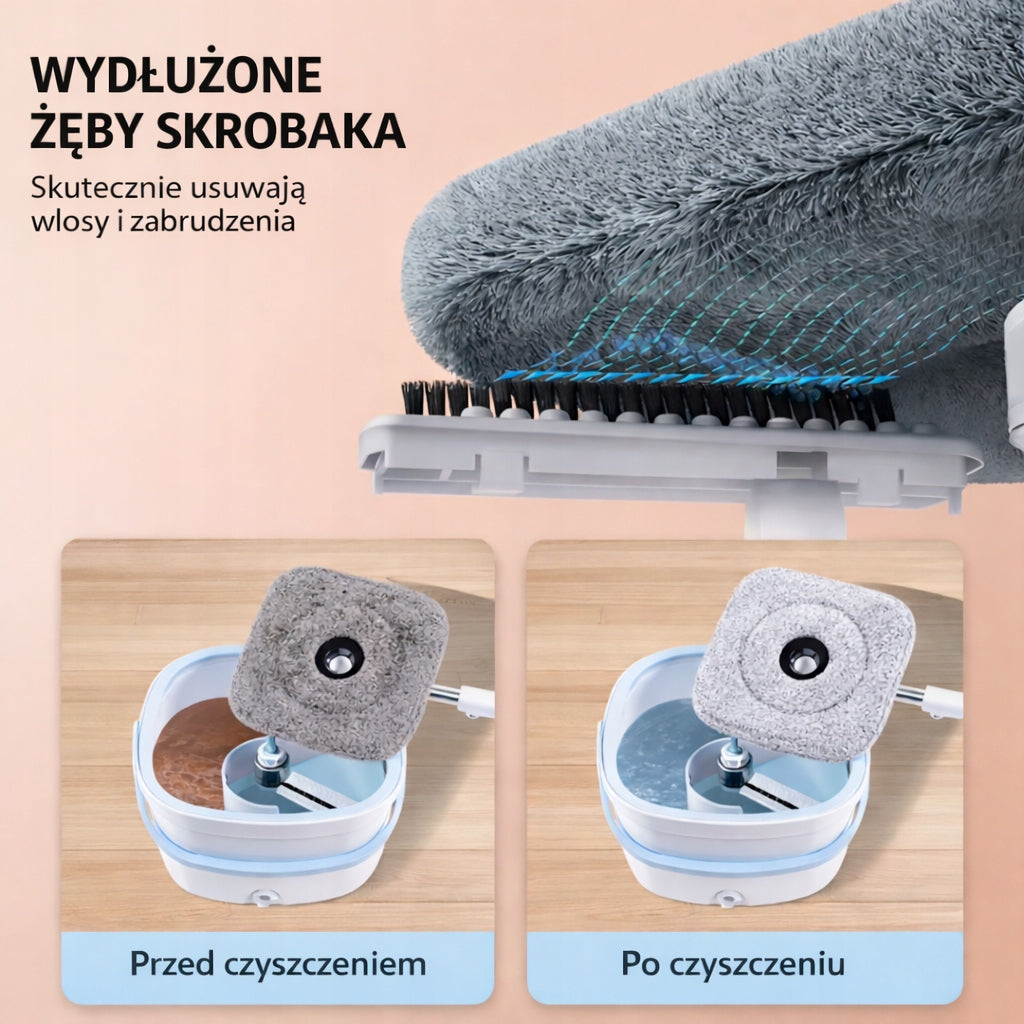 Mop Obrotowy Kwadratowy 360° z Wiadrem, Oddzielanie Czystej Wody, 3x Wkład Manufacturer code OR1188