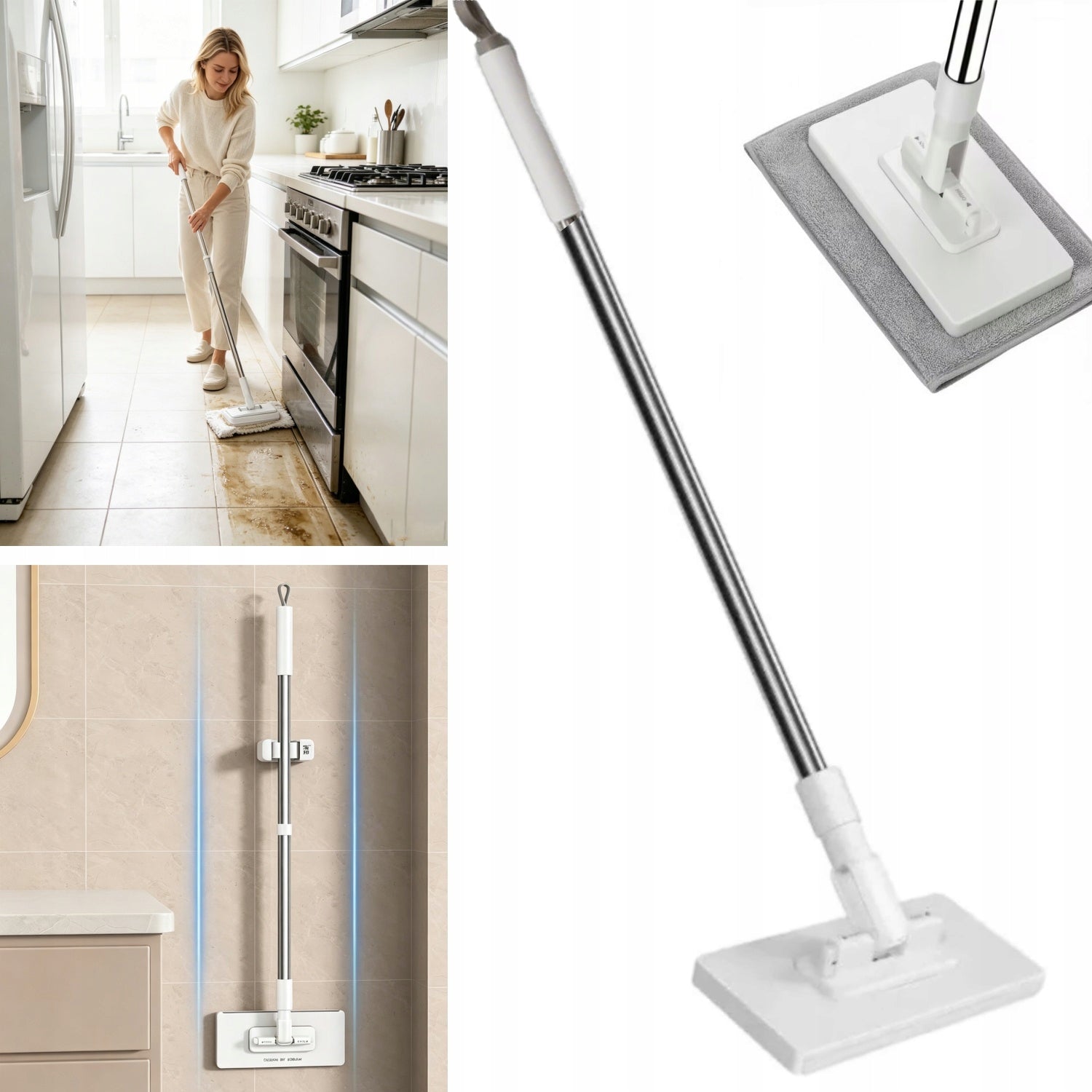 Mop Płaski Obrotowy, Mini Mop Płaski, Mały Lekki z Wymianą Ściereczki