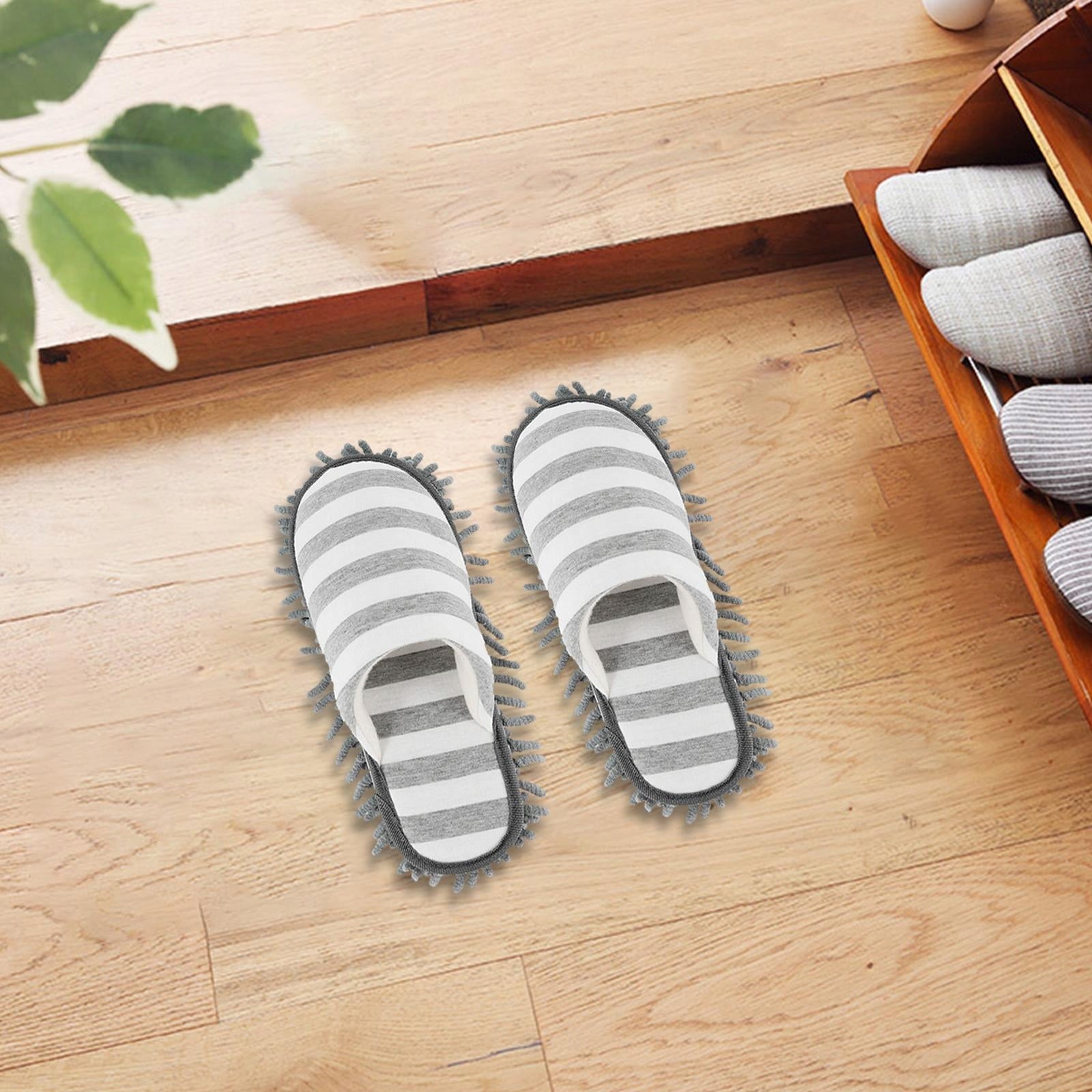 Mop Slipper Shoes Chenille Floor Cleaning Tool Dust Cleaning Slippers Gray