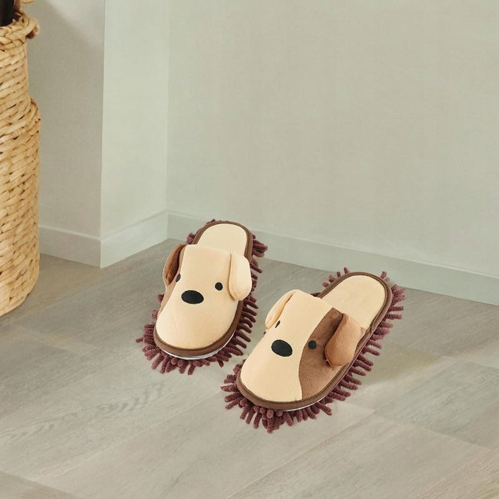 Mop Slippers Detachable Chenille Cartoon Dog for Floor Coffee 42 to 44