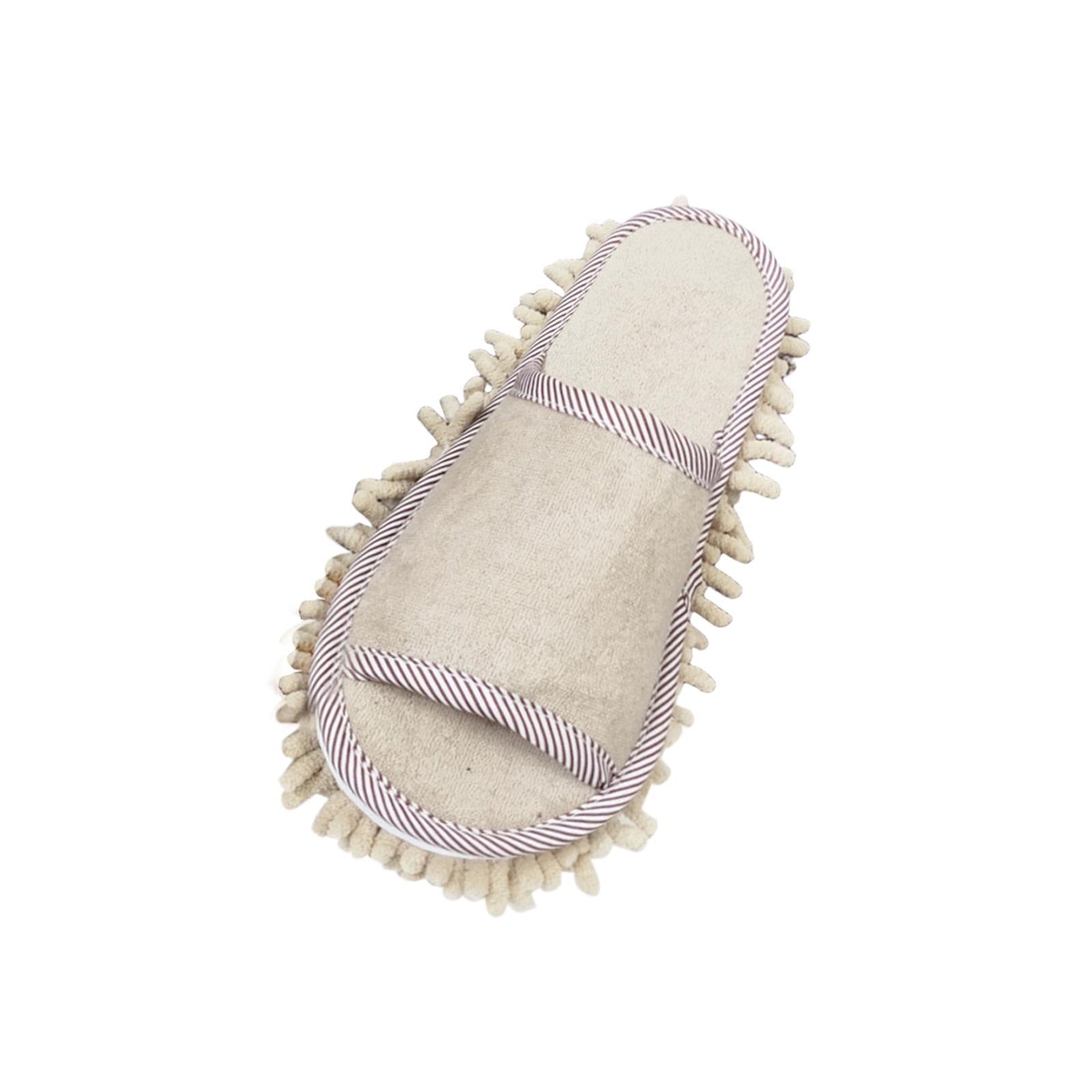 Mop Slippers Floor Cleaning Mute Detachable Household Chenille Beige Packaging status original