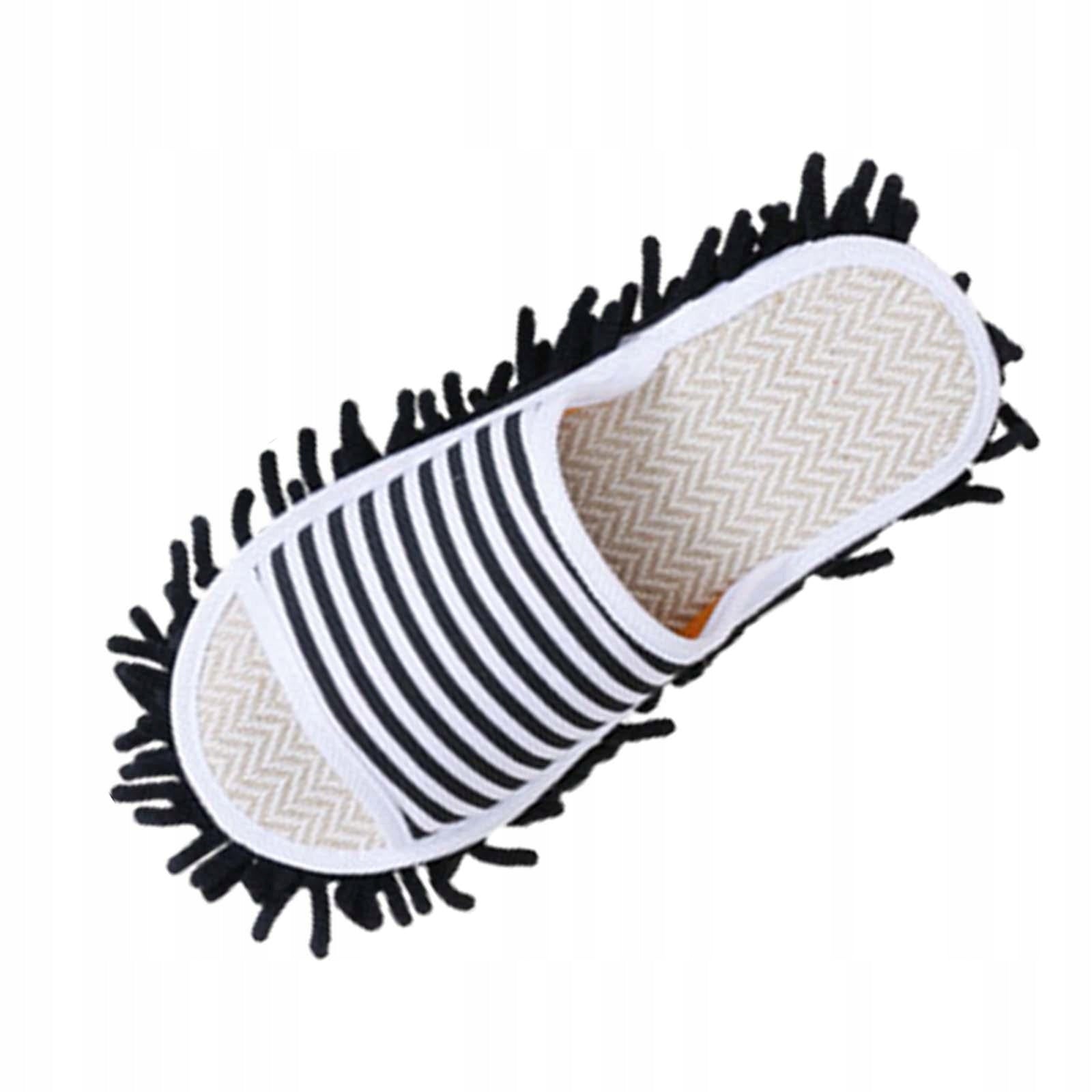 Mop Slippers Men Women Practical Portable Stripes Cleaning 42 To 44 Black