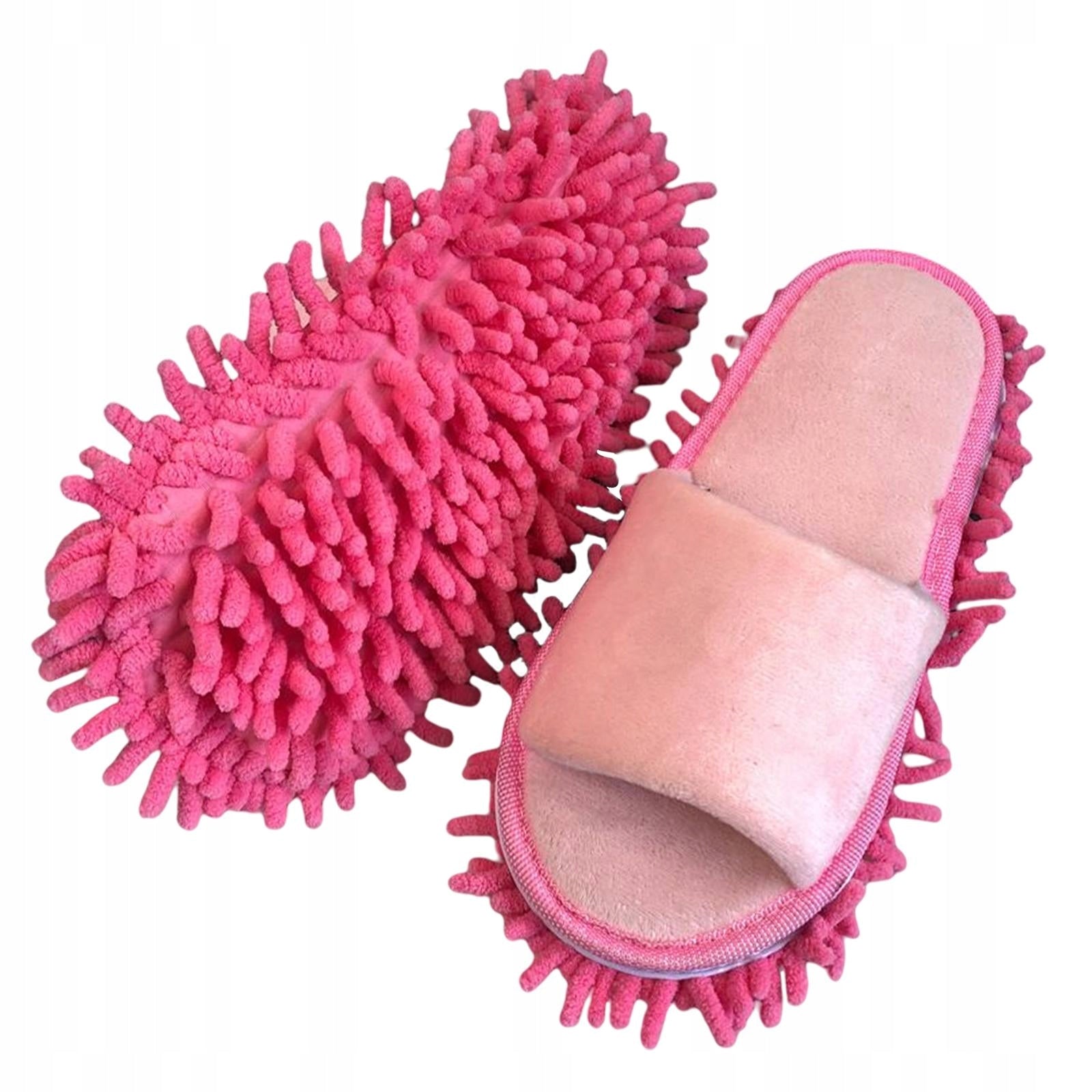 Mop Slippers Pair Reusable Portable Chenille Dust Floor Cleaner Pink Brand no brand