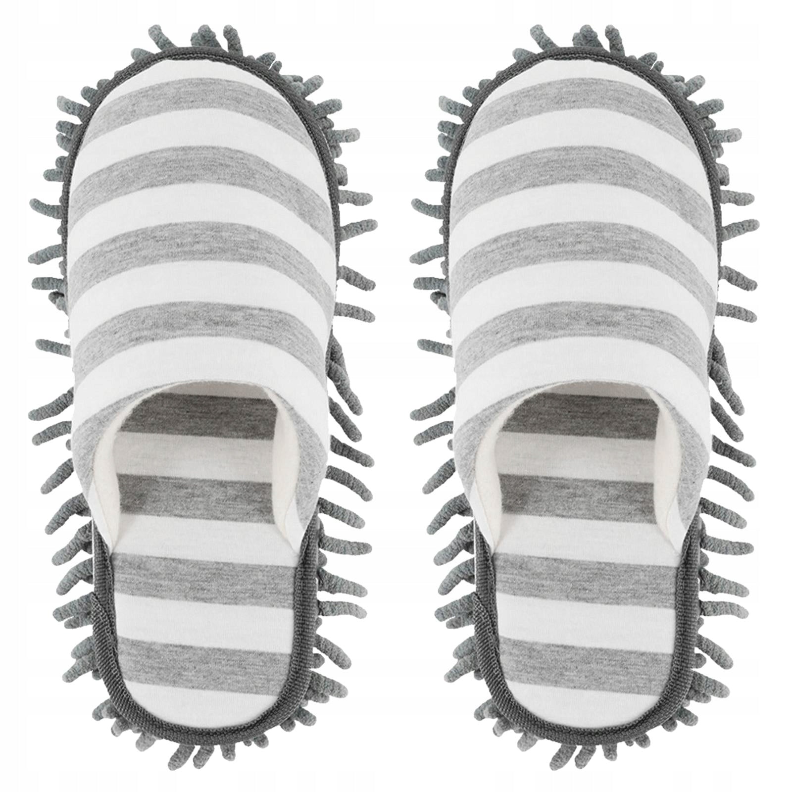 Mop Slippers Reusable Microfiber Chenille Washable Detachable Dust Gray Packaging status original