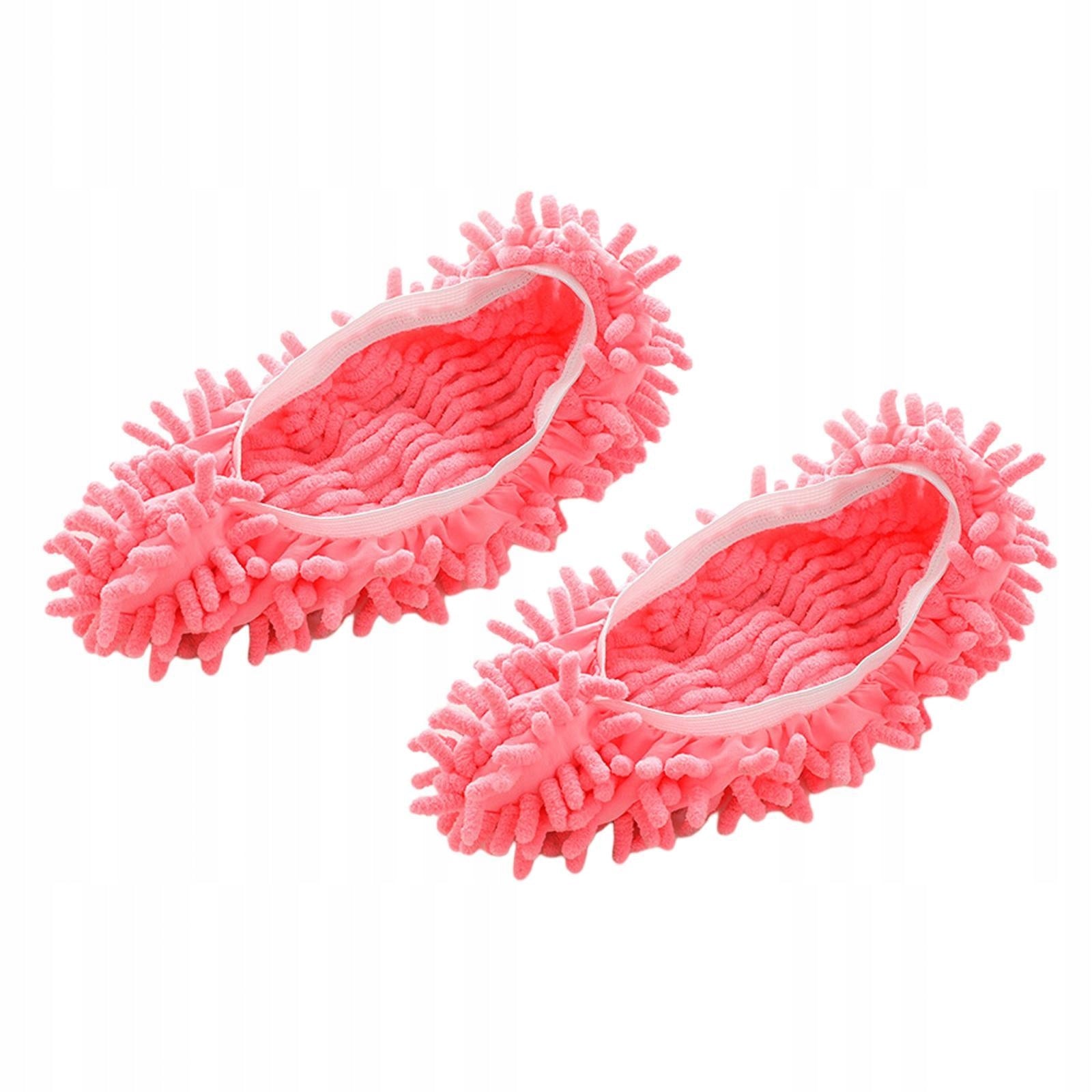 Mop Slippers Shoe Covers, Soft Microfiber Foot Dust Hair Cleaner Lazy Pink