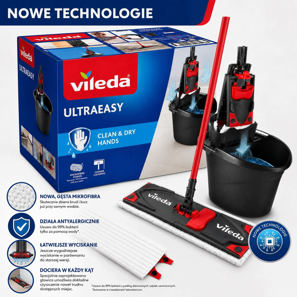 Mop VILEDA ULTRAEASY MICROFIBER ALLERGY Box SET Bucket Squeezer 2in1 Manufacturer code ULTRAEASY