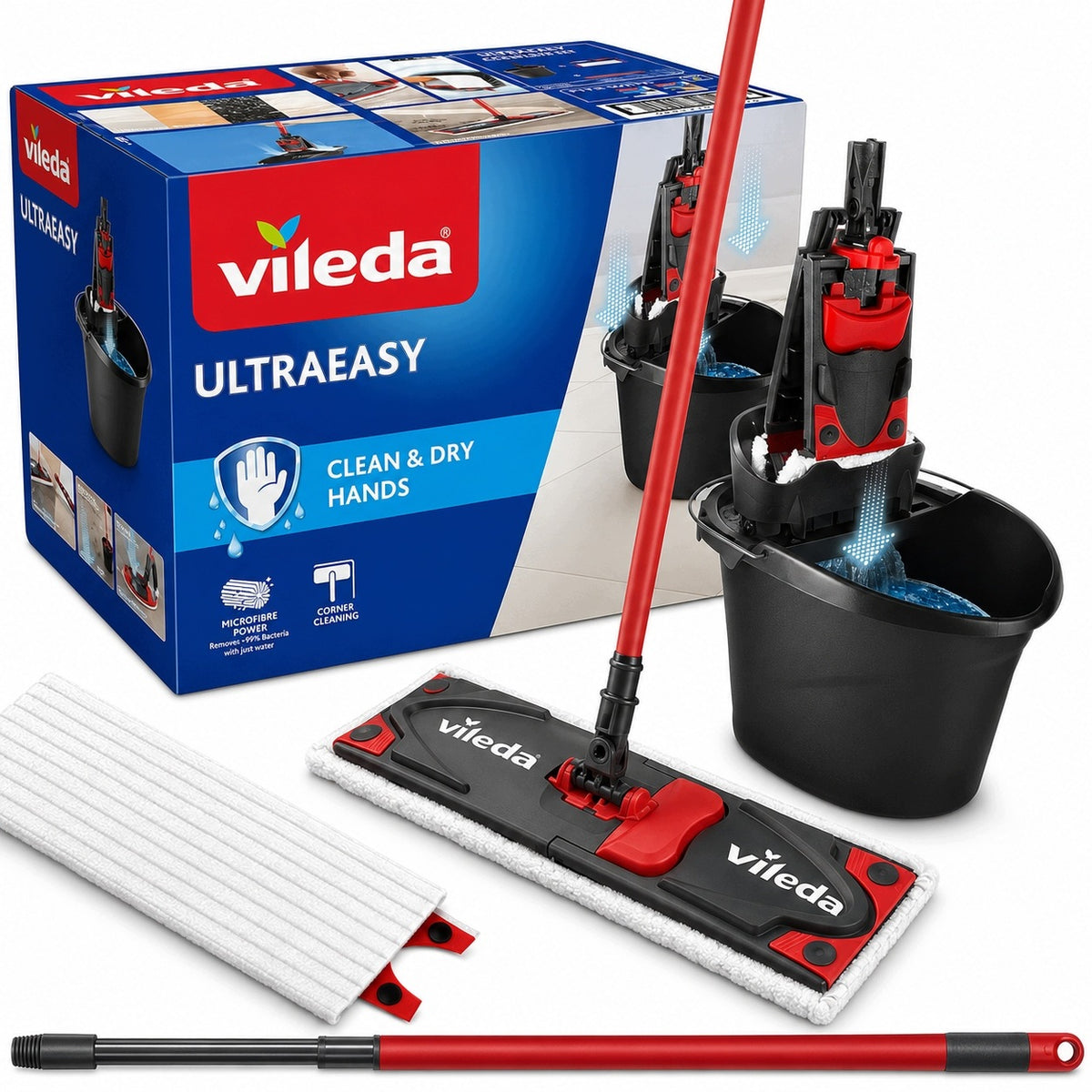 Mop VILEDA ULTRAEASY MICROFIBER ALLERGY Box SET Bucket Squeezer 2in1