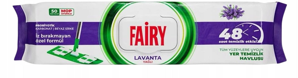 Mop Wipes For Floor Cloth Lavender Vinegar Soda 50 Pcs Fairy Manufacturer code Chusteczki Scierki do podlogi do mopa Lawenda