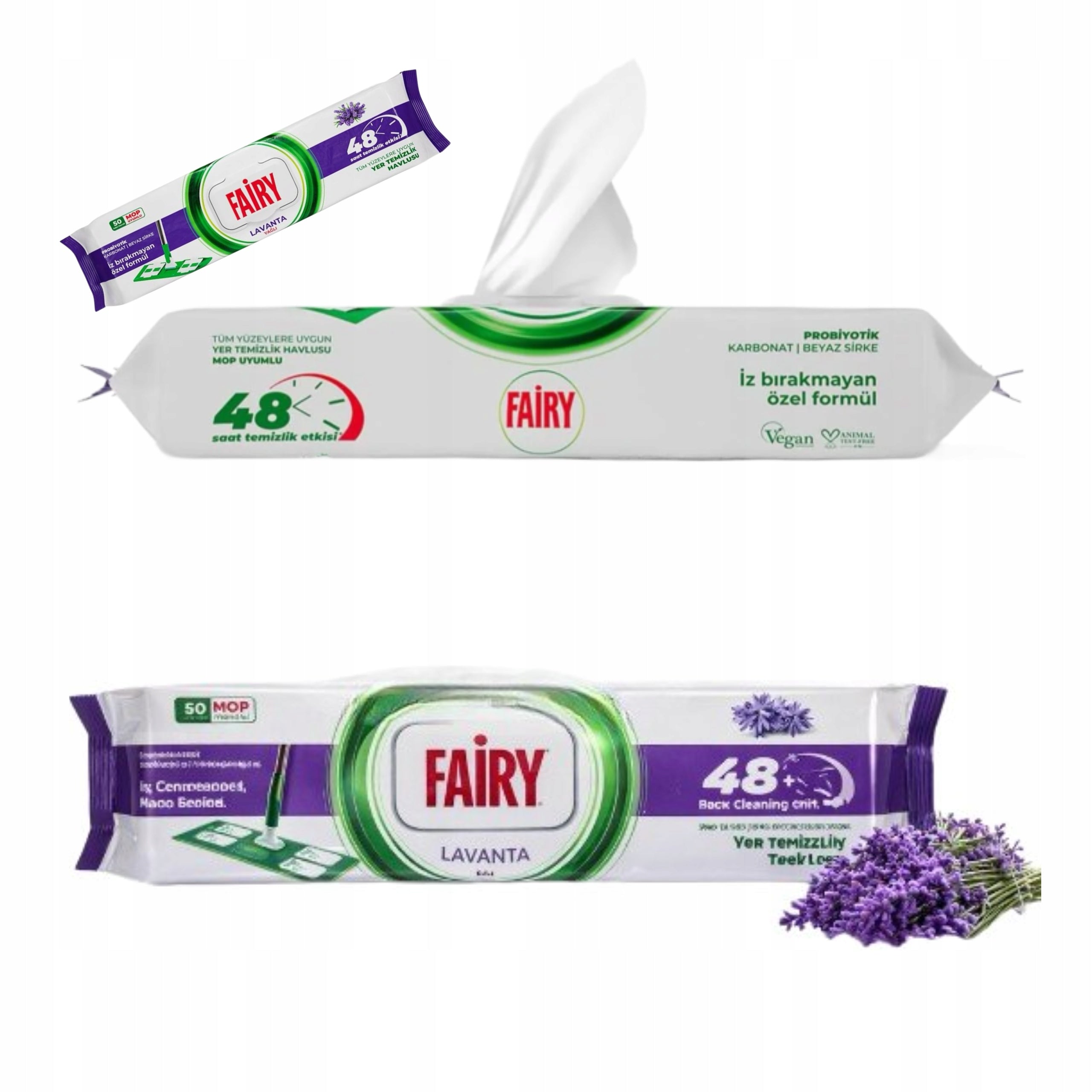 Mop Wipes For Floor Cloth Lavender Vinegar Soda 50 Pcs Fairy Packaging status original