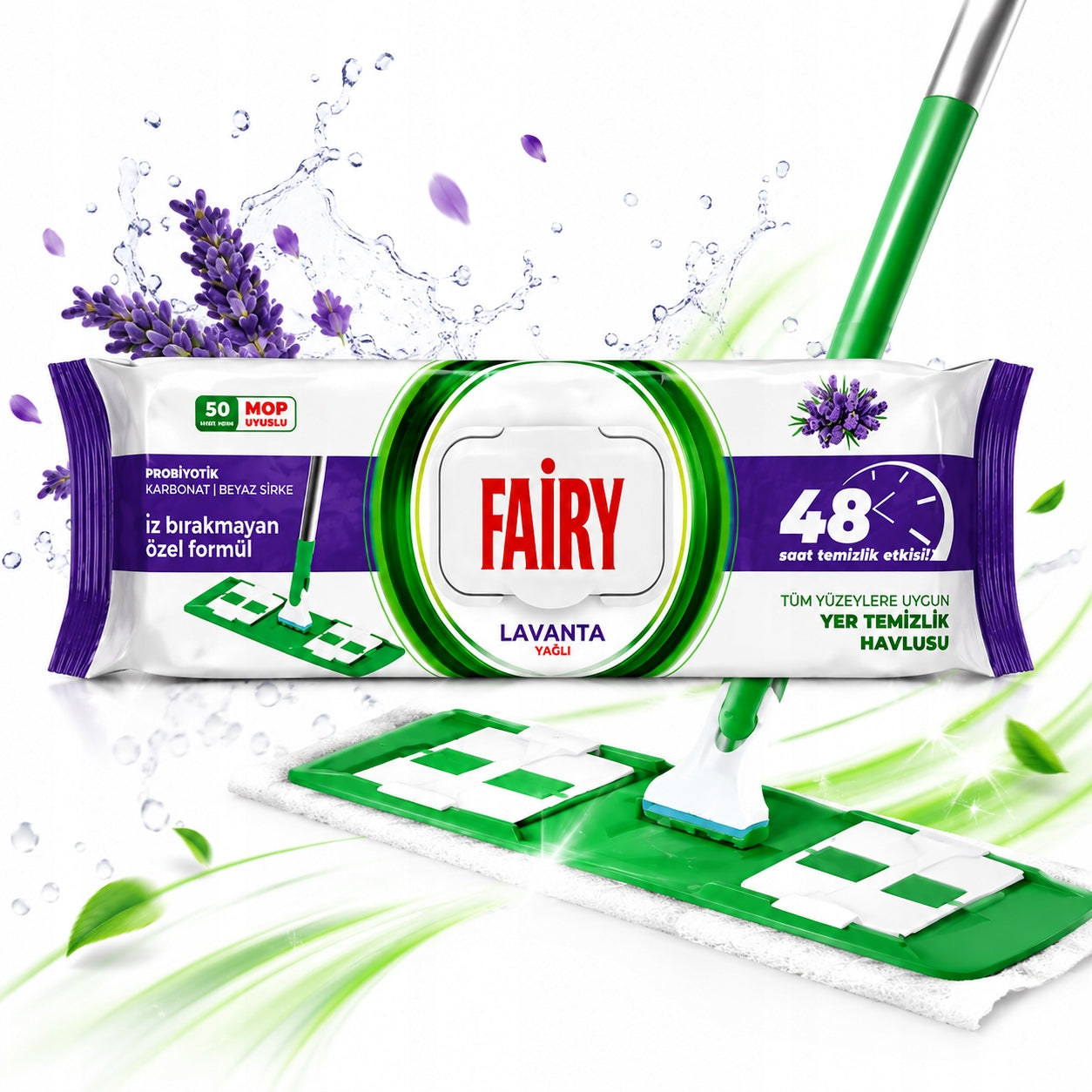 Mop Wipes For Floor Cloth Lavender Vinegar Soda 50 Pcs Fairy