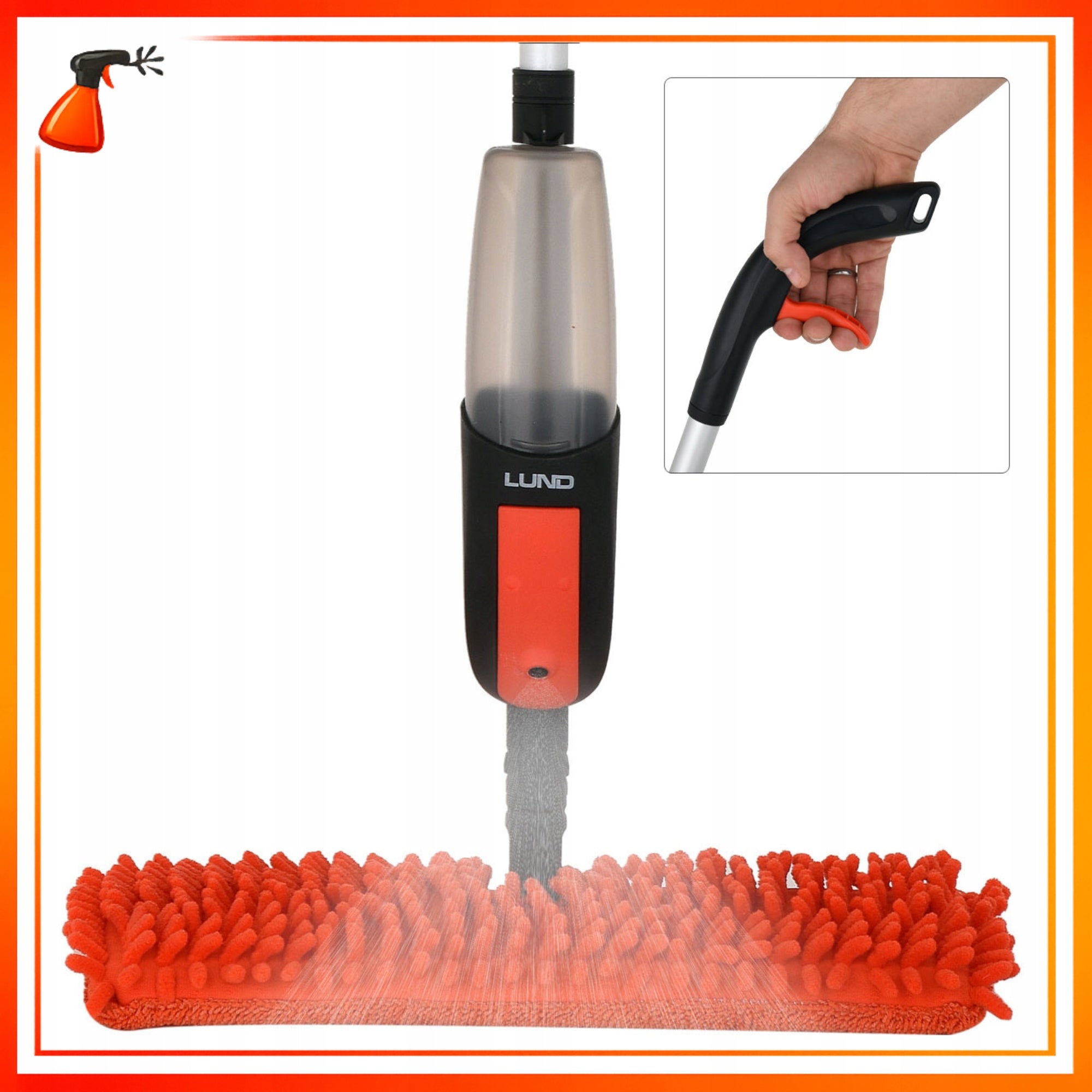 Mop With Sprayer Flat Rotary Double Sided 2 Microfiber Cartridges Lund Manufacturer code z dozownikiem do okien podłóg paneli płytek