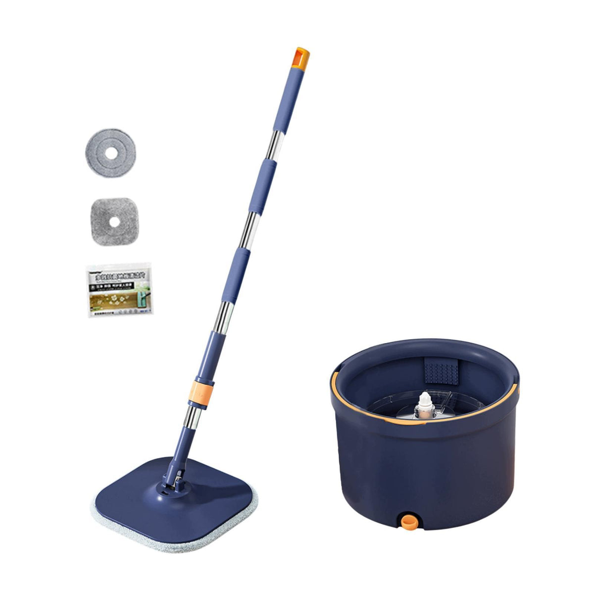 Mop and Bucket Set Reusable Flat Mop Bucket for Kitchen Home Flooring Blue