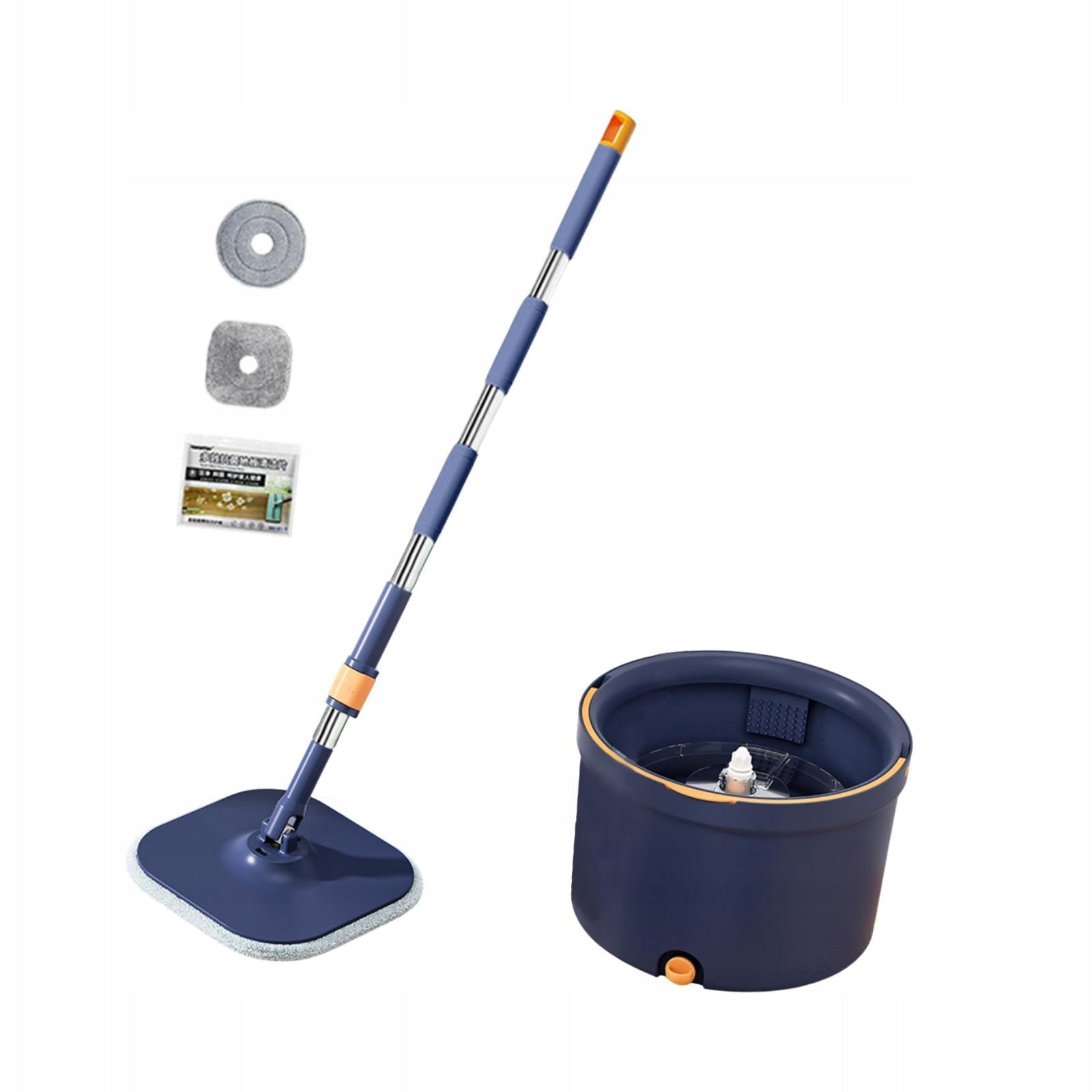 Mop and Bucket Set Reusable Household Rotating Dirty Clean Water Blue