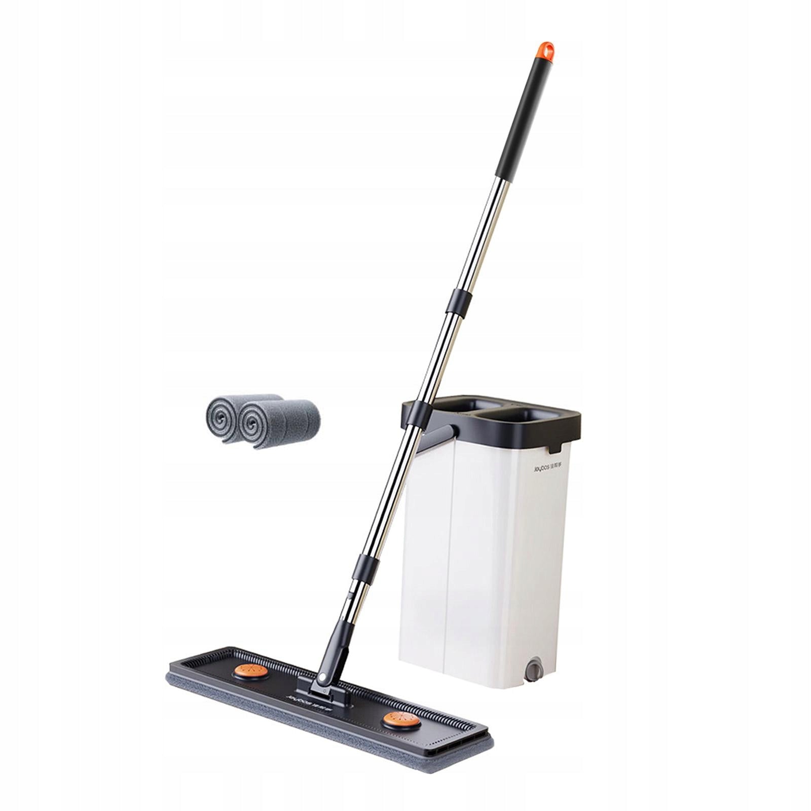 Mop and Bucket with Wringer Set Flat Mop for Hardwood Tile Wall 33cm 2 pads
