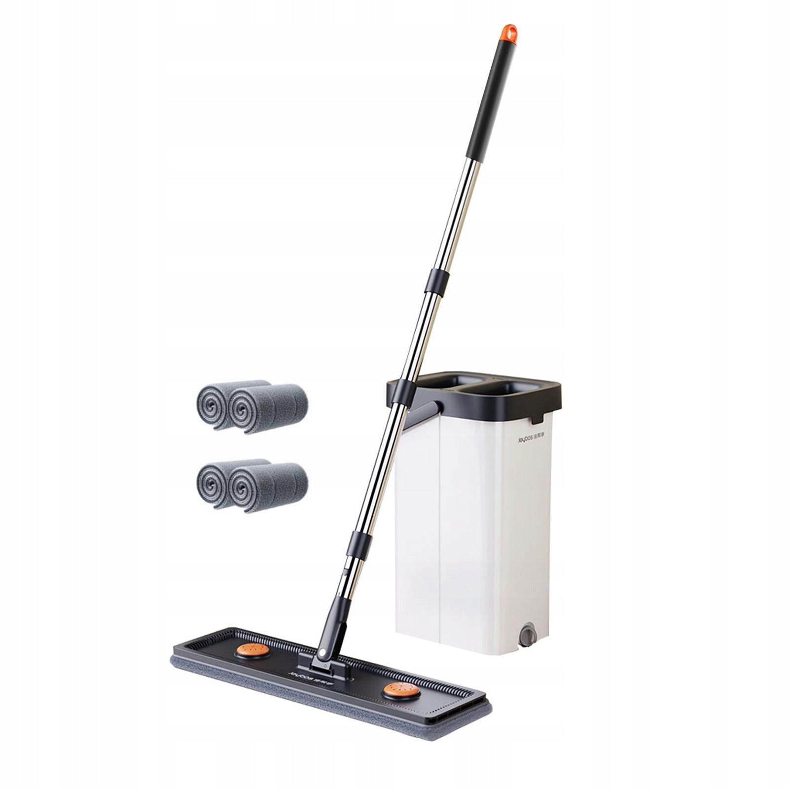 Mop and Bucket with Wringer Set Flat Mop for Hardwood Tile Wall 33cm 4 pads