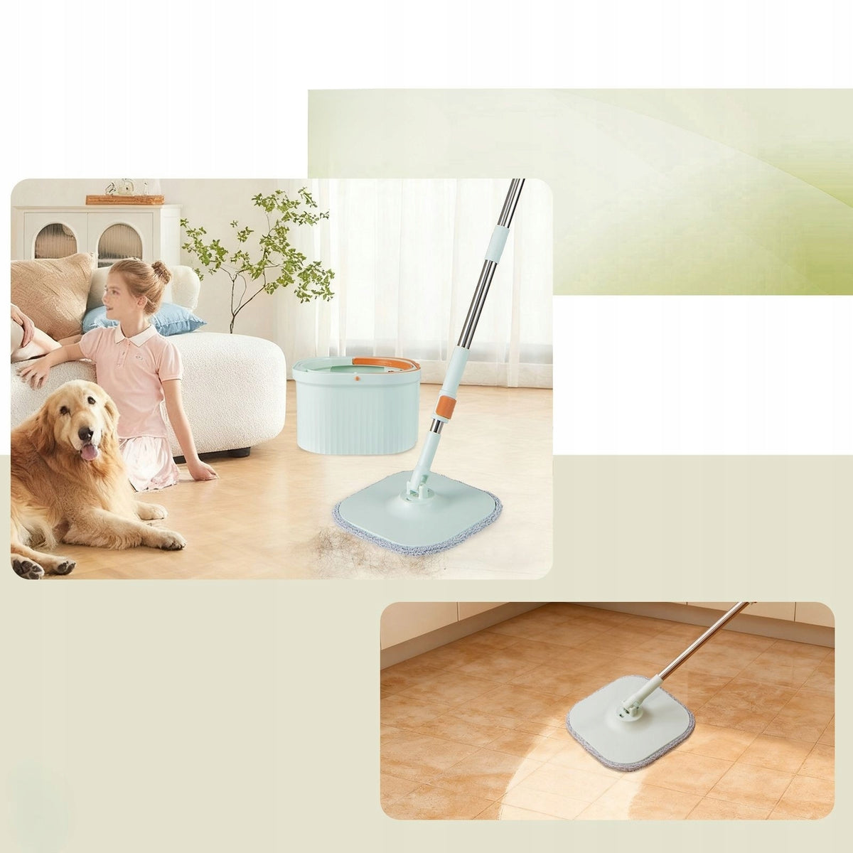 Mop with Rotating Head and Bucket with Water Separation Cleaning Mop Manufacturer code CL12072GN