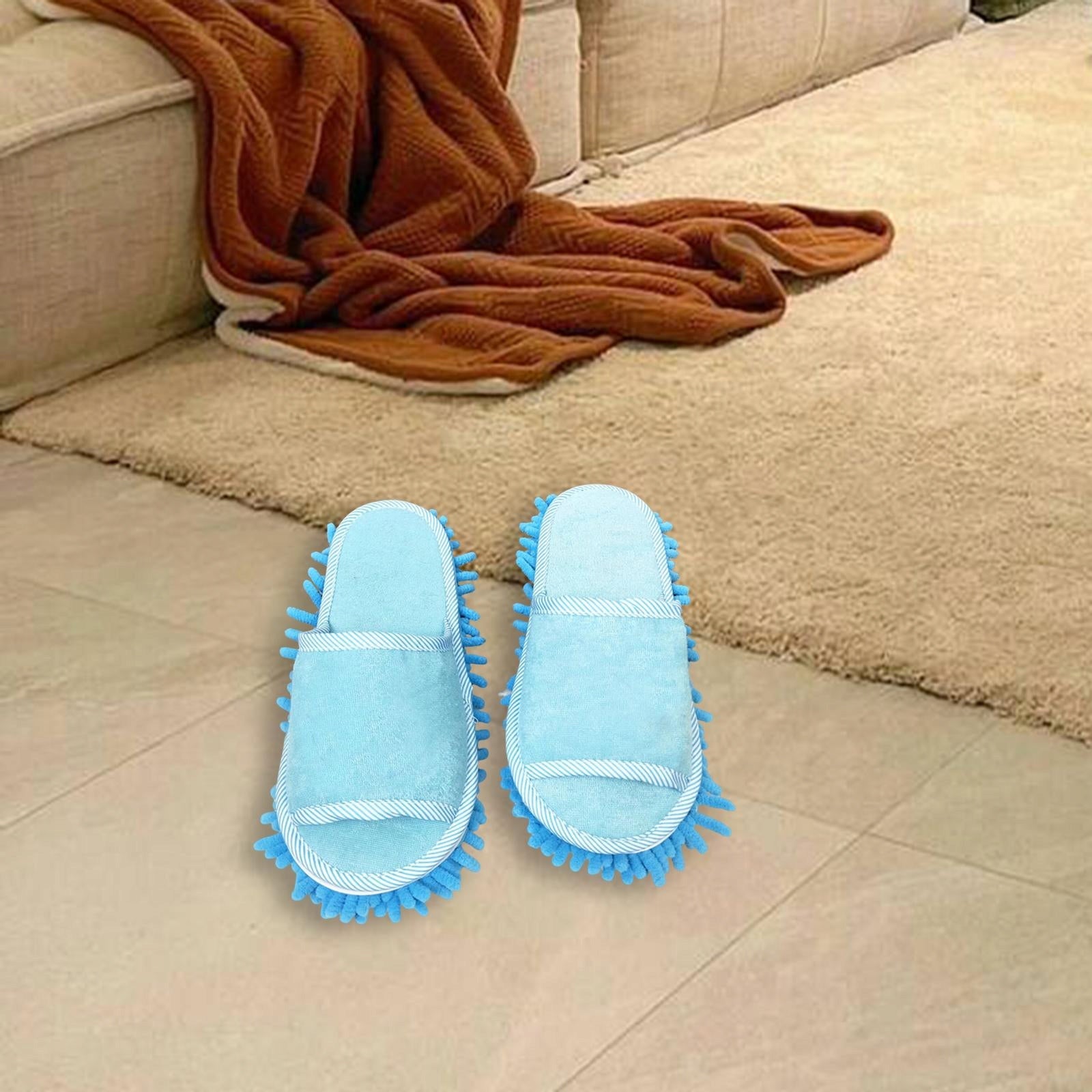 Mopping House Shoes, Floor Cleaning, Wiping House Shoes, Open Toes, Blue Brand no brand