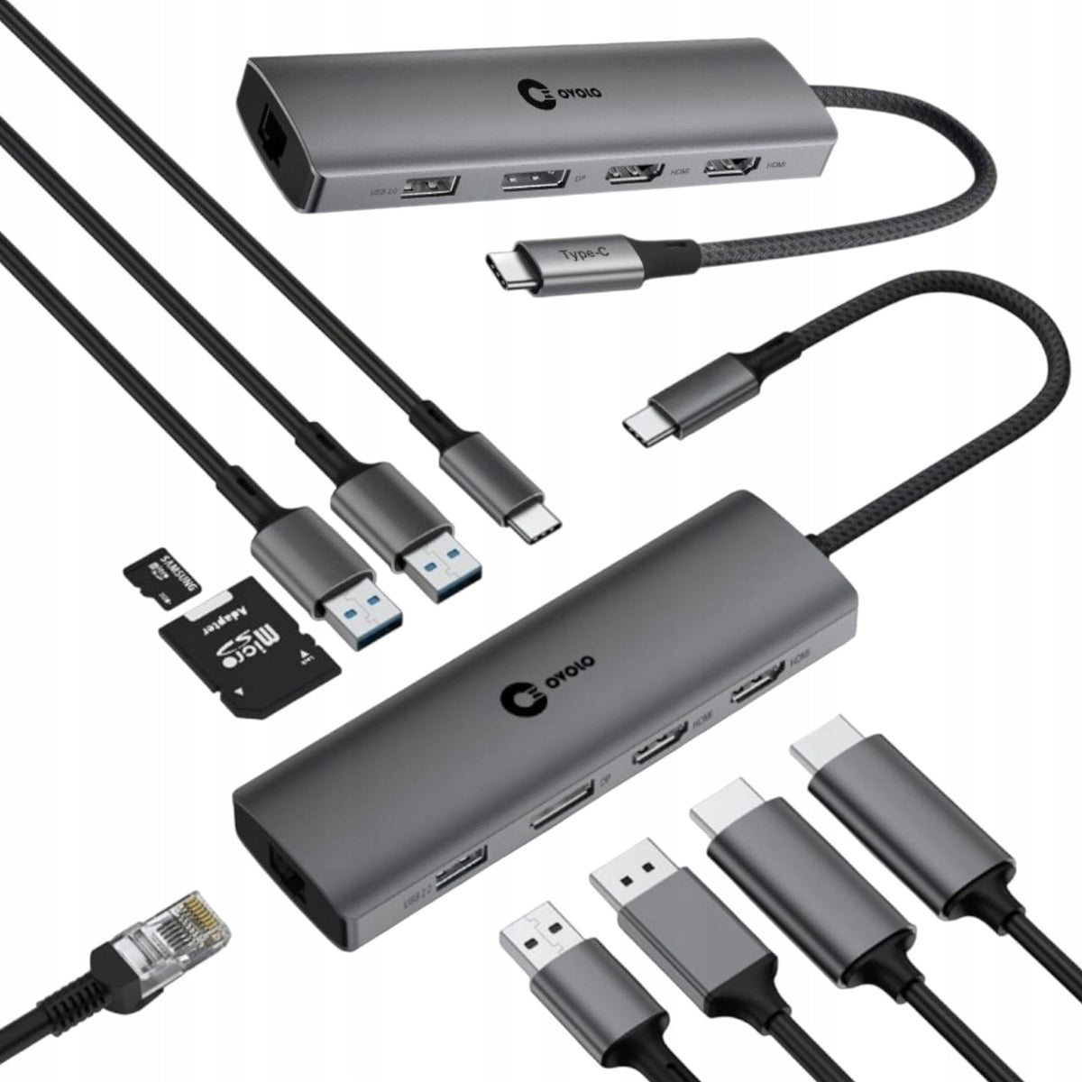 More Ports & Single Cable Charging 2 Monitors USB-C HUB 100W Hyperbook