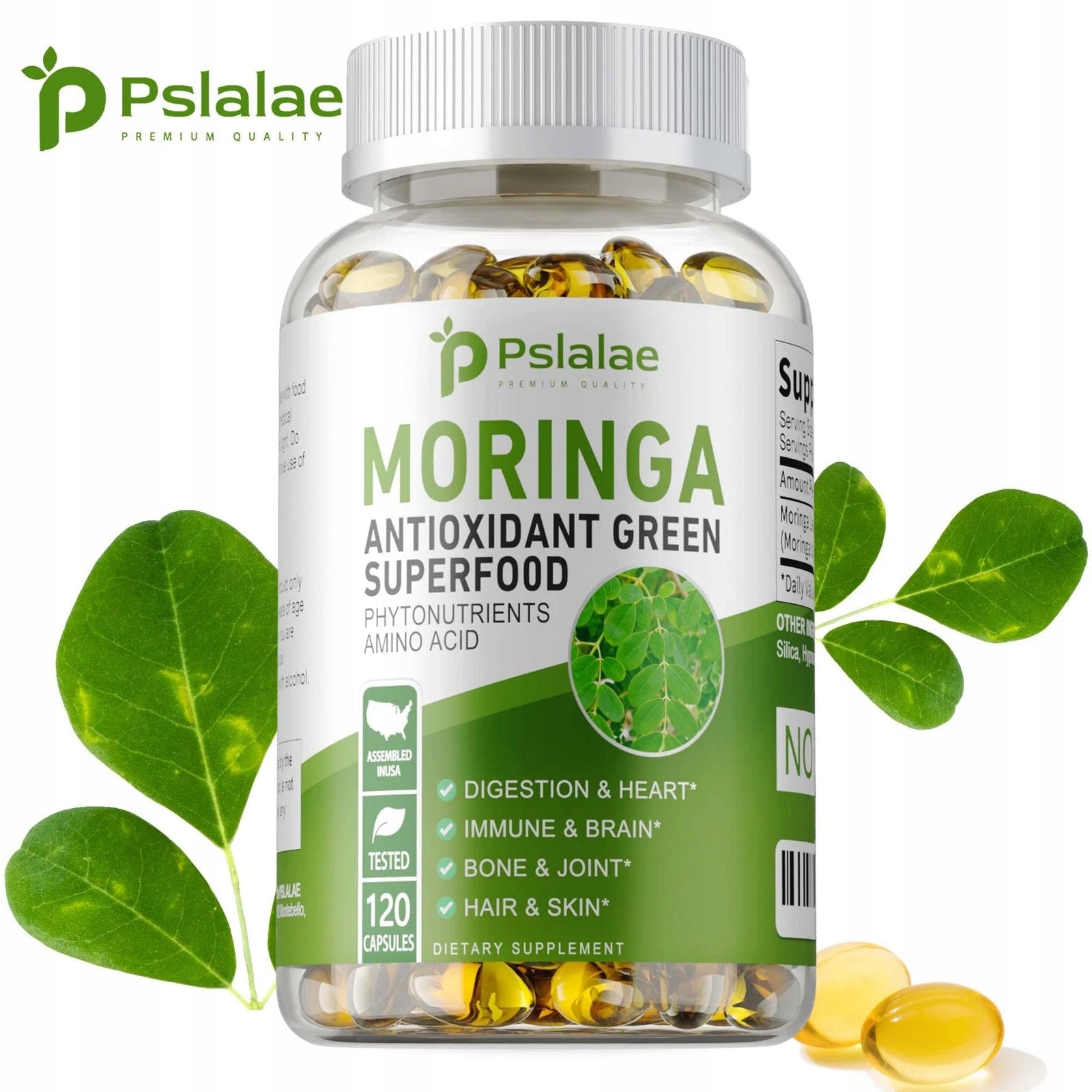 Moringa capsules 1000 mg – 100% pure, natural superfood, antioxidant Packaging status original