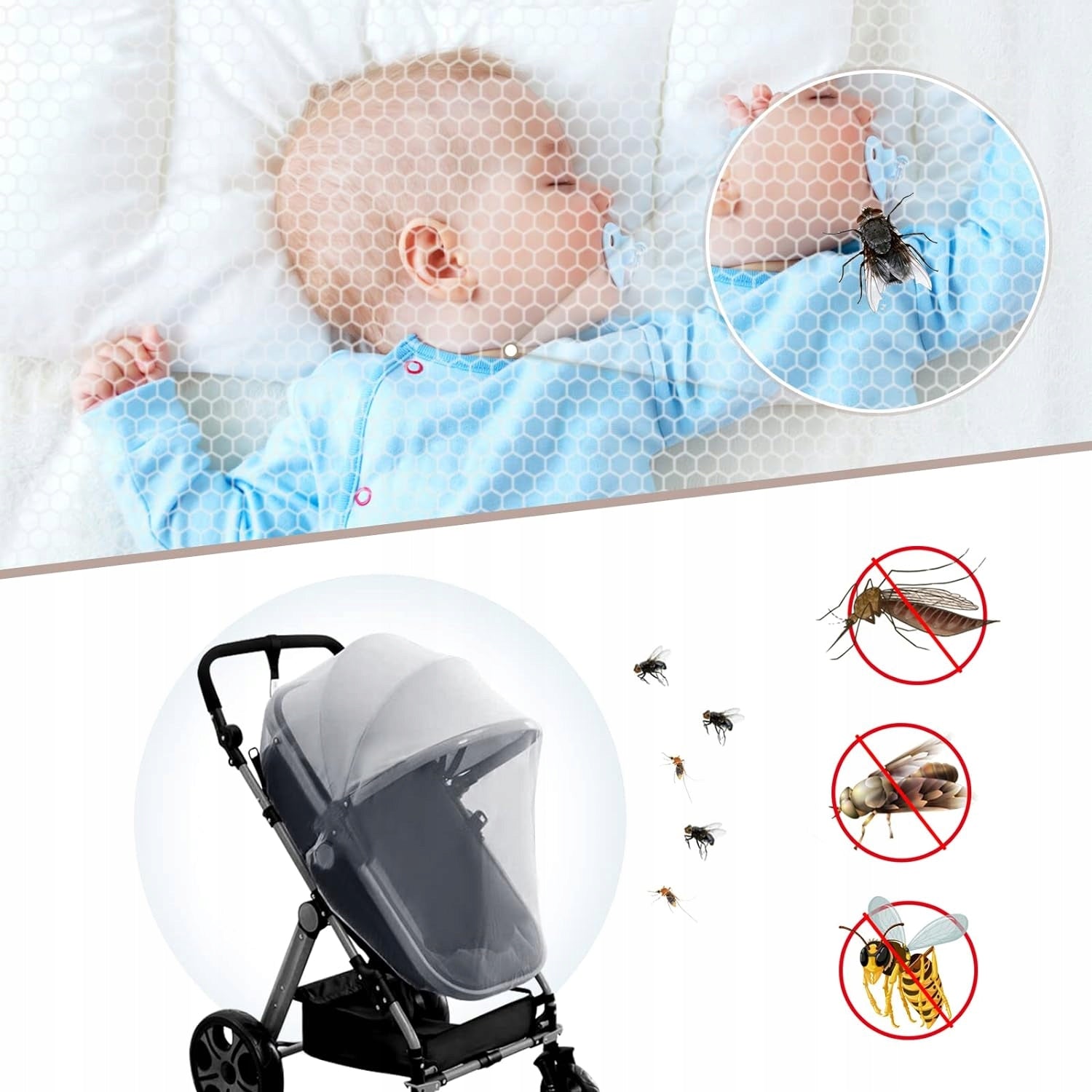 Mosquito net for baby stroller, durable, universal, practical Kind Mosquito Net