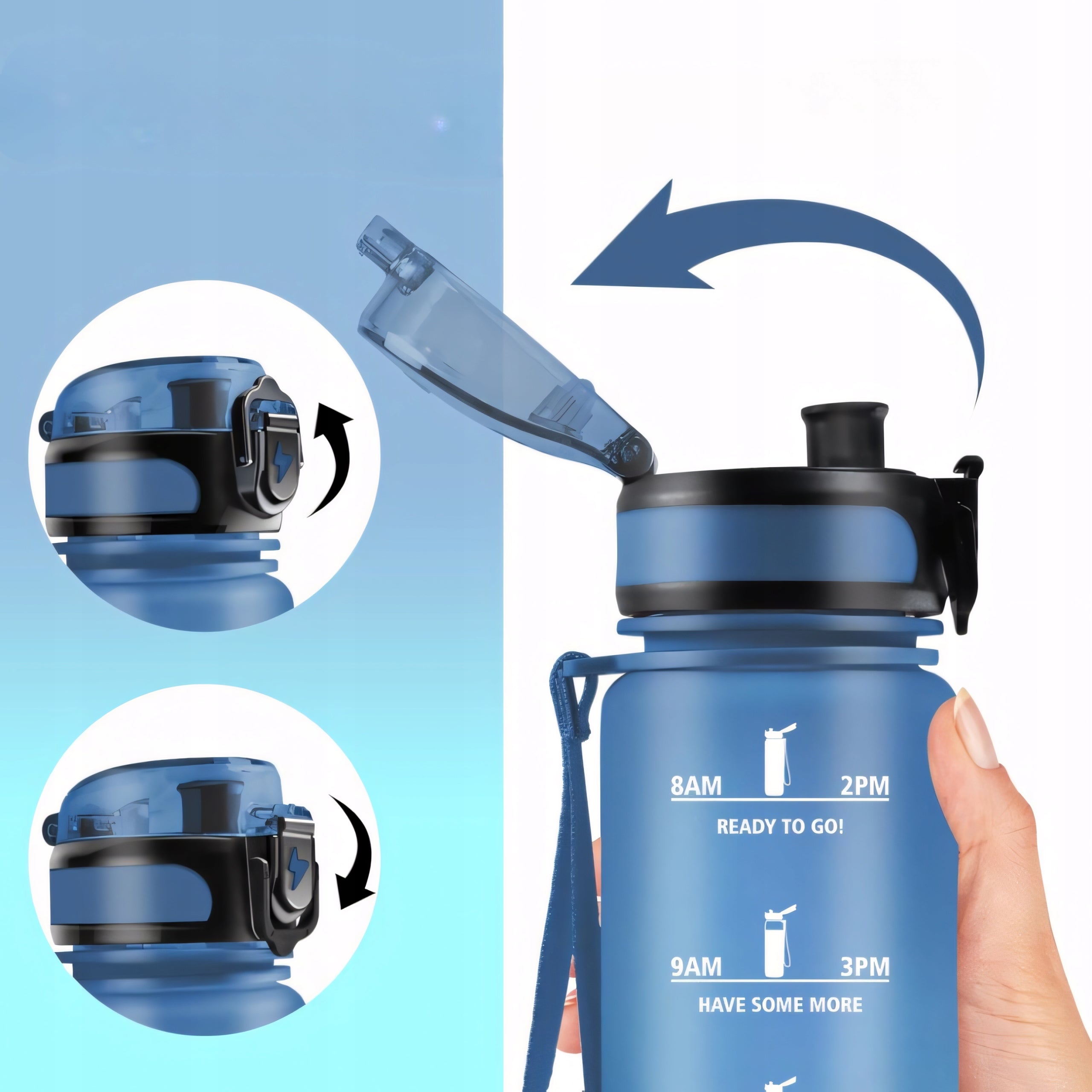 Motivational Bottle 500ml BPA Free Tritan Measure Motivational Mouthpiece + Filter Volume 500 ml
