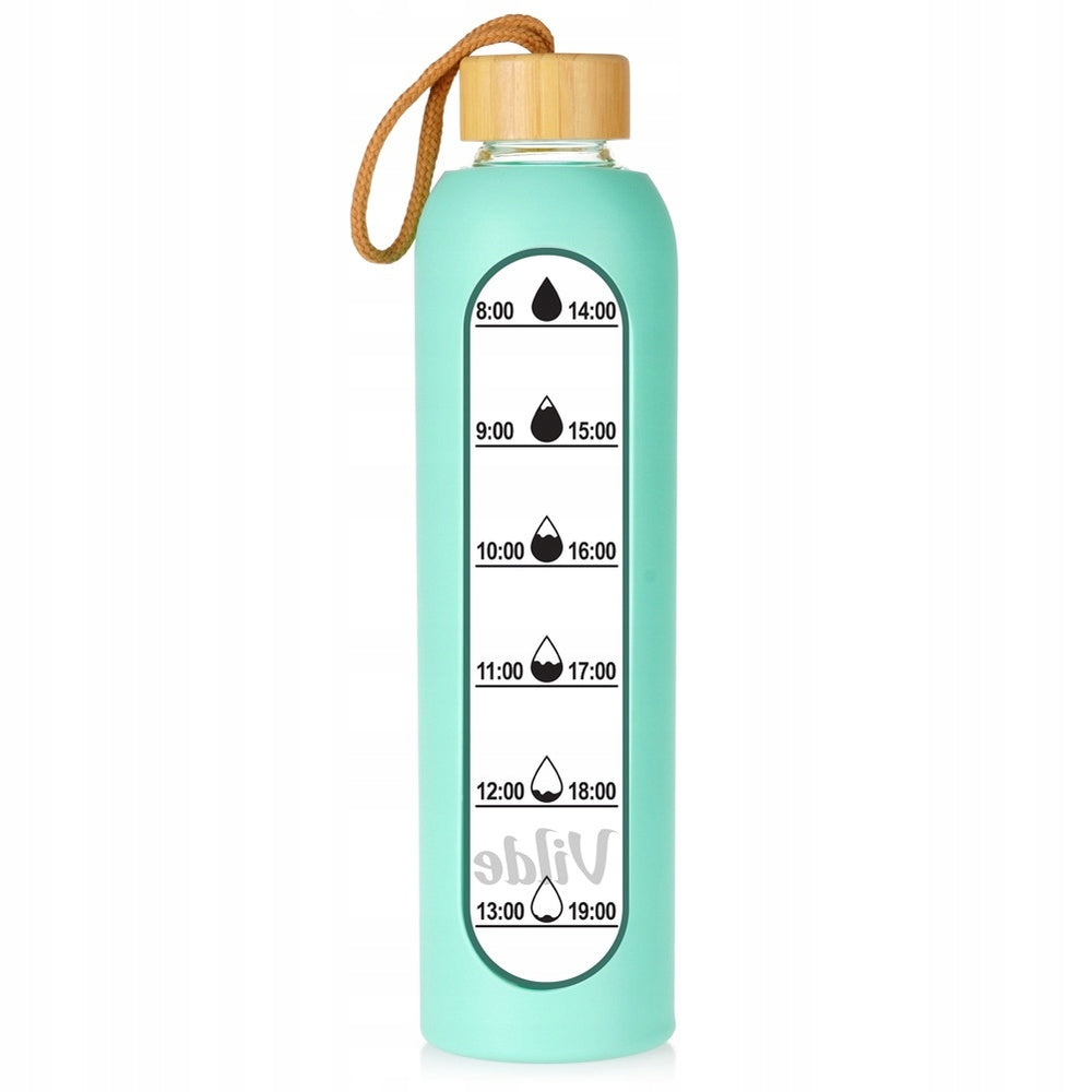 Motivational Water Bottle Glass Drinks Silicone Large Mint Water Bottle 1L Kind bottle
