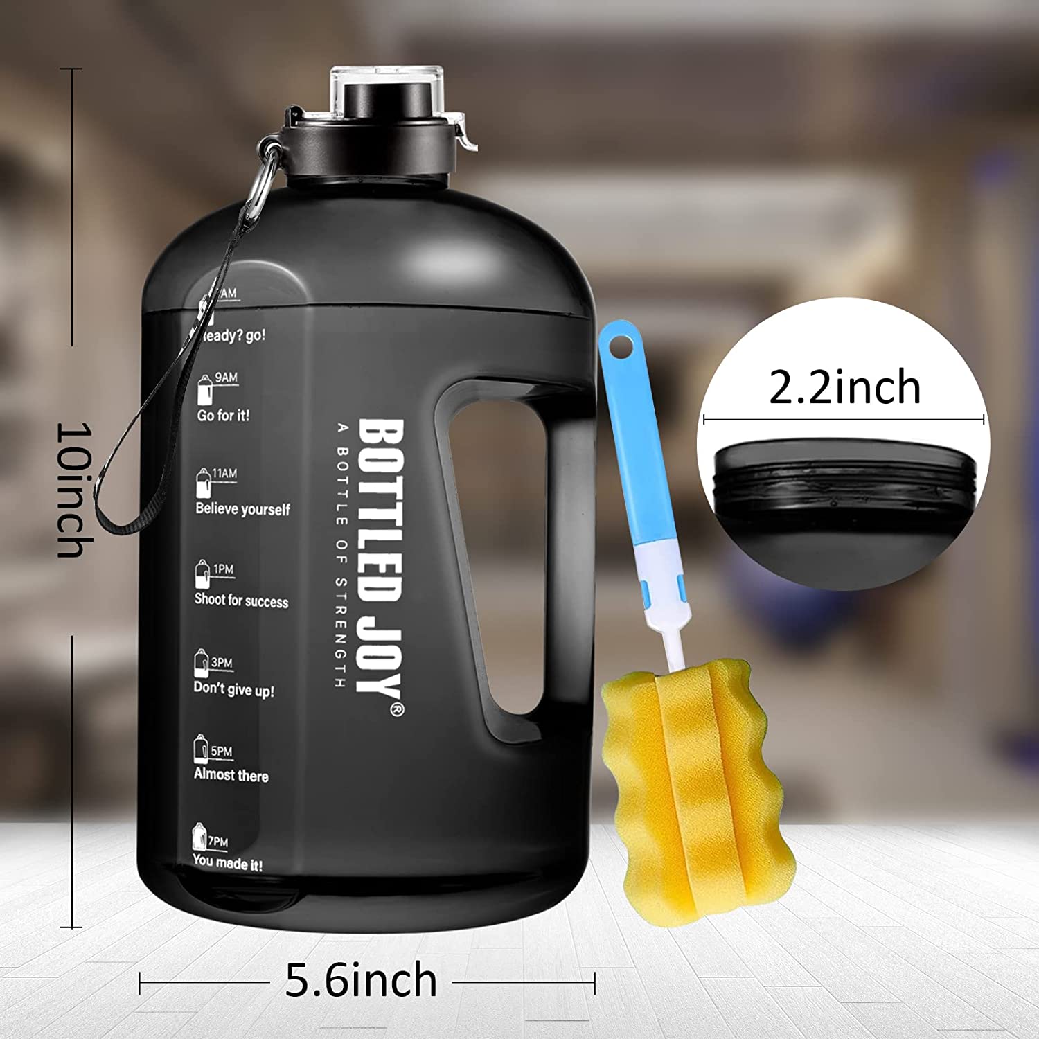 Motivational Water Drinking Bottle with Straw 2,5L Volume 2500 ml