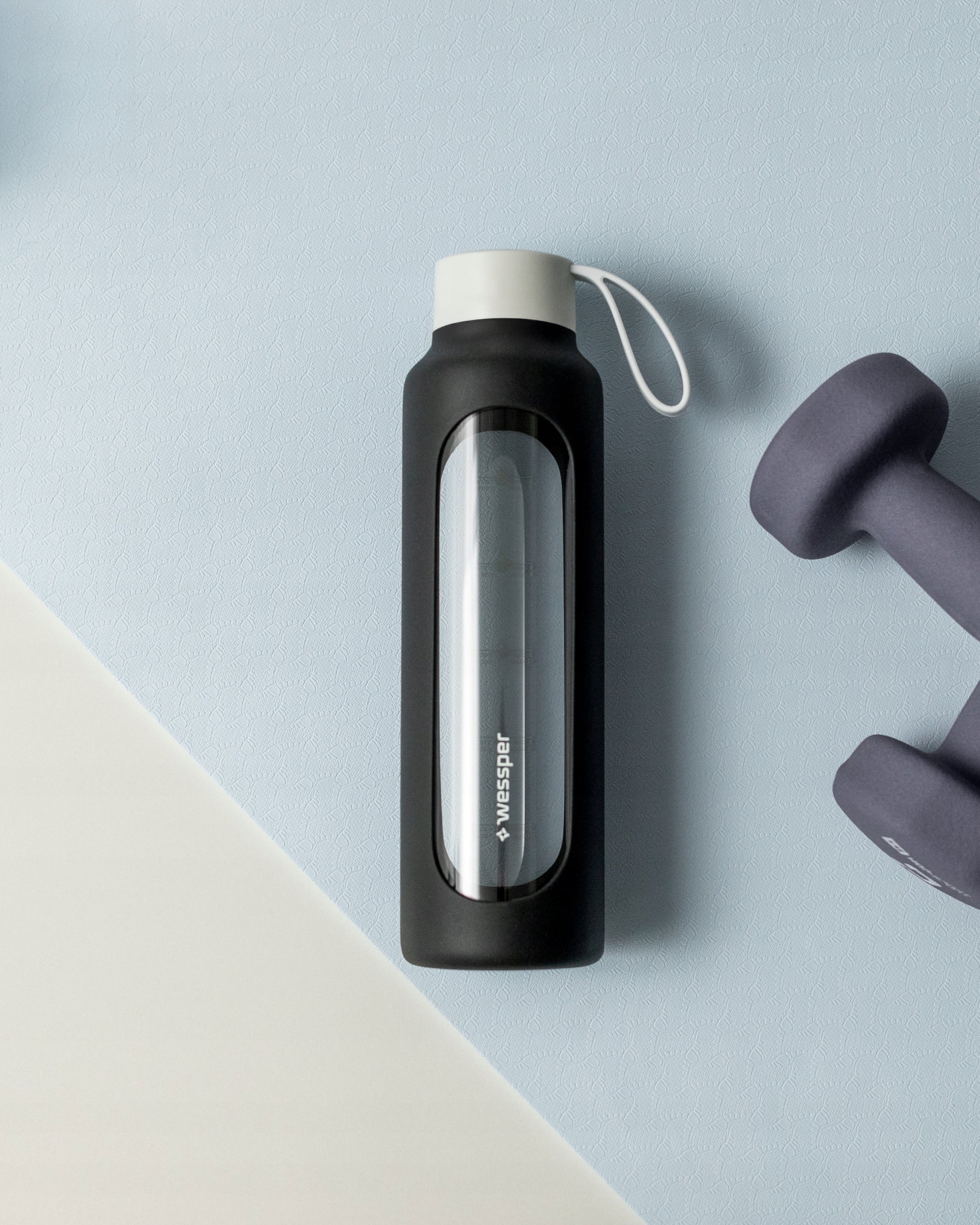 Motivational glass water bottle 0,5 l Wessper B1 BOROSILICATE Black Manufacturer code WES260-500-TR_SS-BK