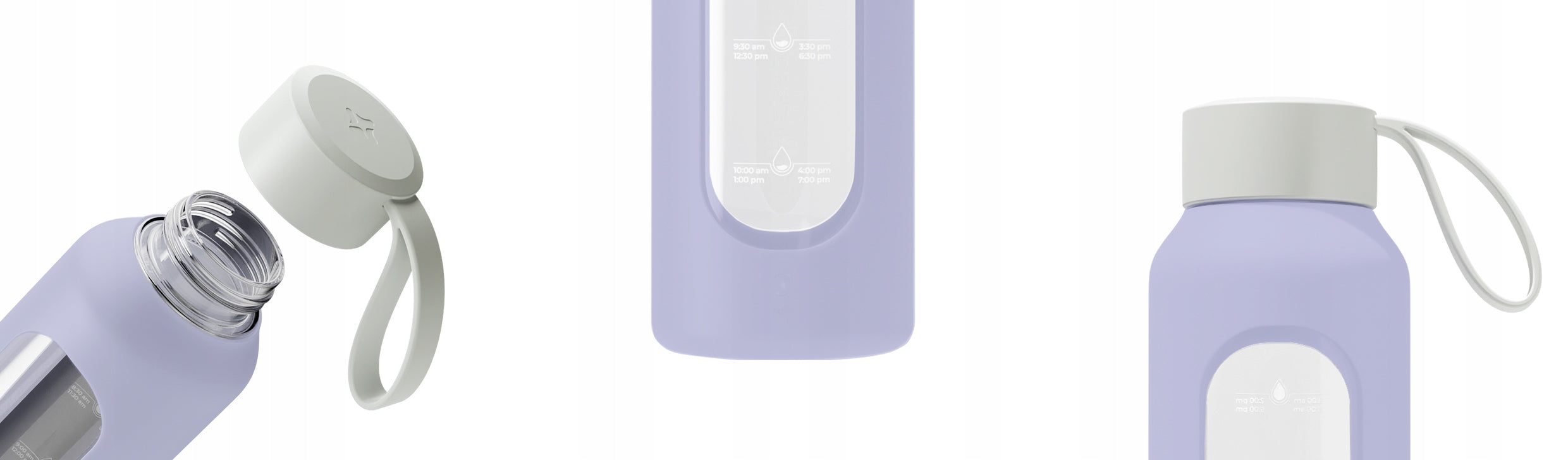Motivational glass water bottle 0,5 l Wessper B1 BOROSILICATE Lavender Color purple