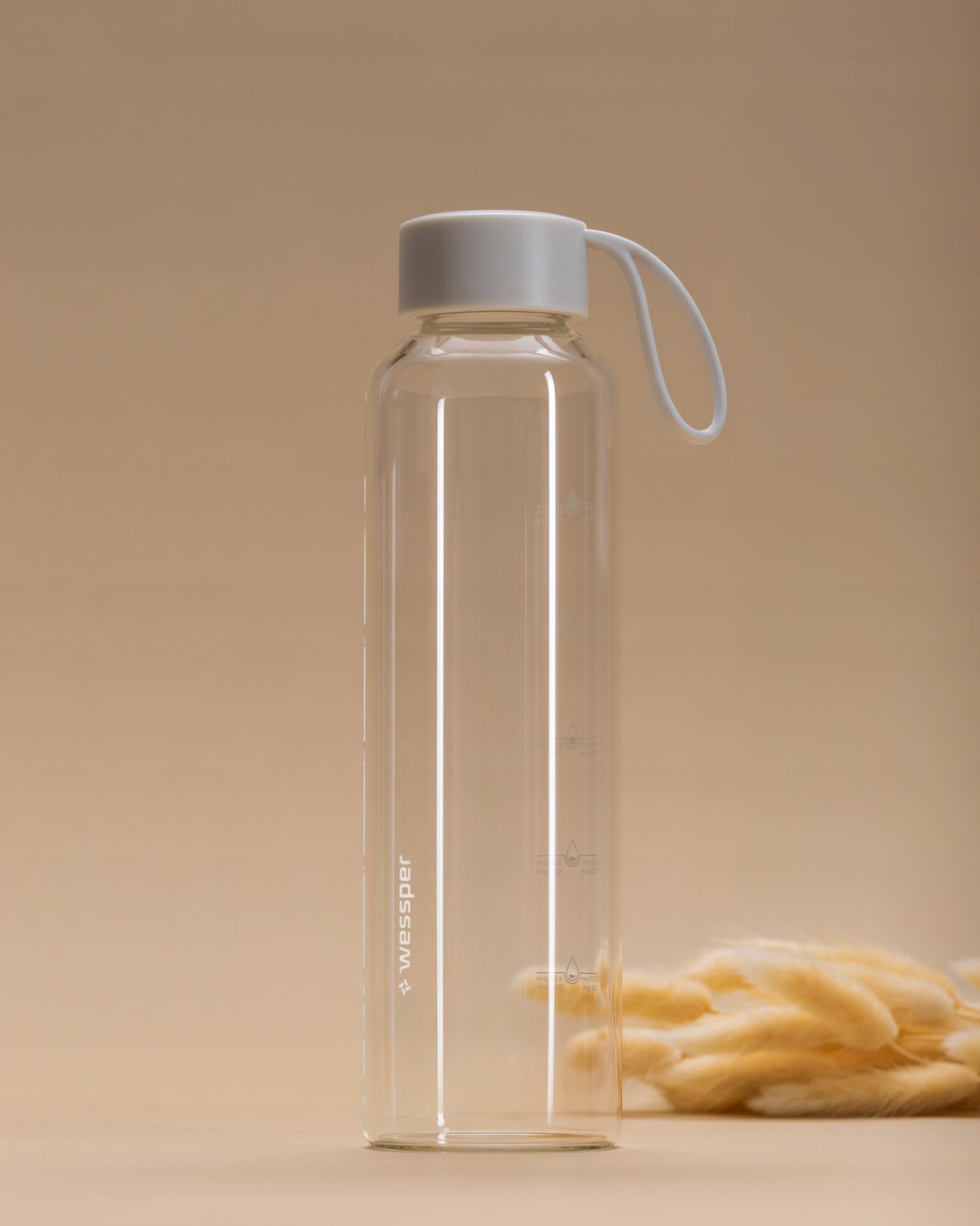 Motivational glass water bottle 0,5 l Wessper B1 BOROSILICATE Manufacturer code WES260-500-TR