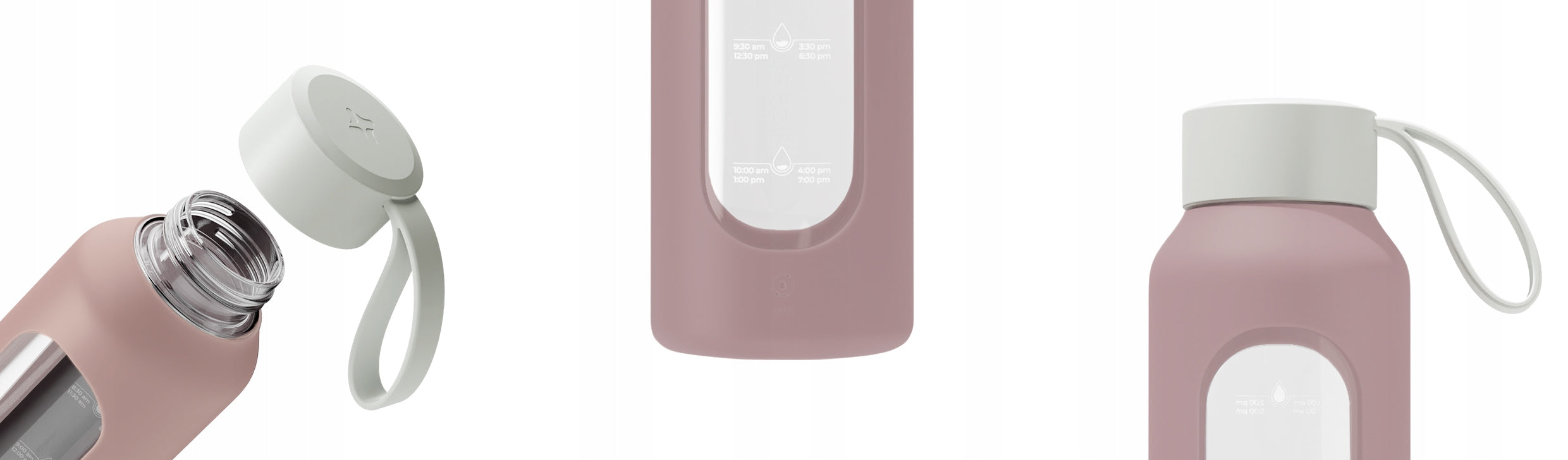 Motivational glass water bottle 0,5l Wessper B1 BOROSILICATE Dusty rose Color other