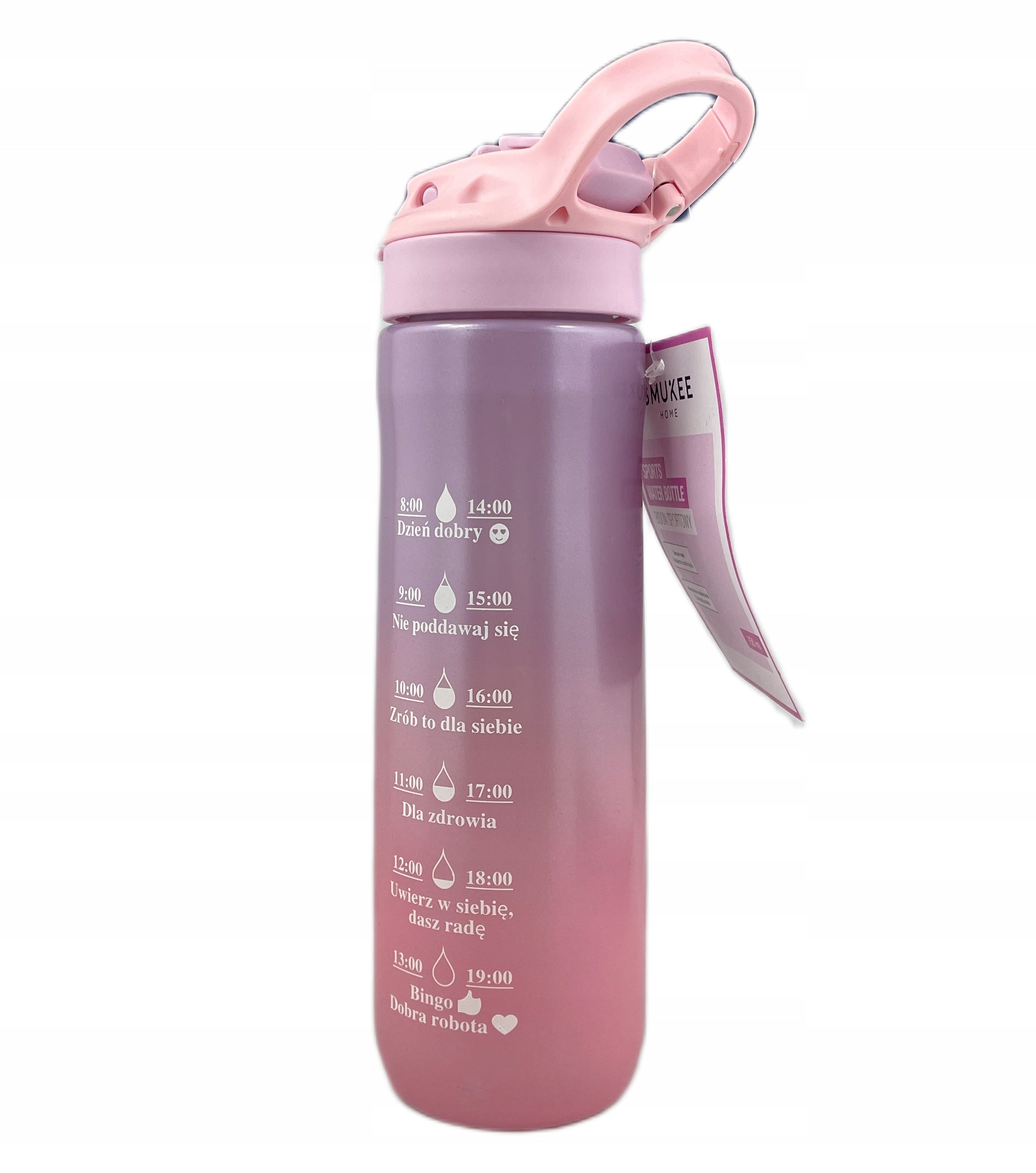 Motivational sports bottle smukee pink 750ml