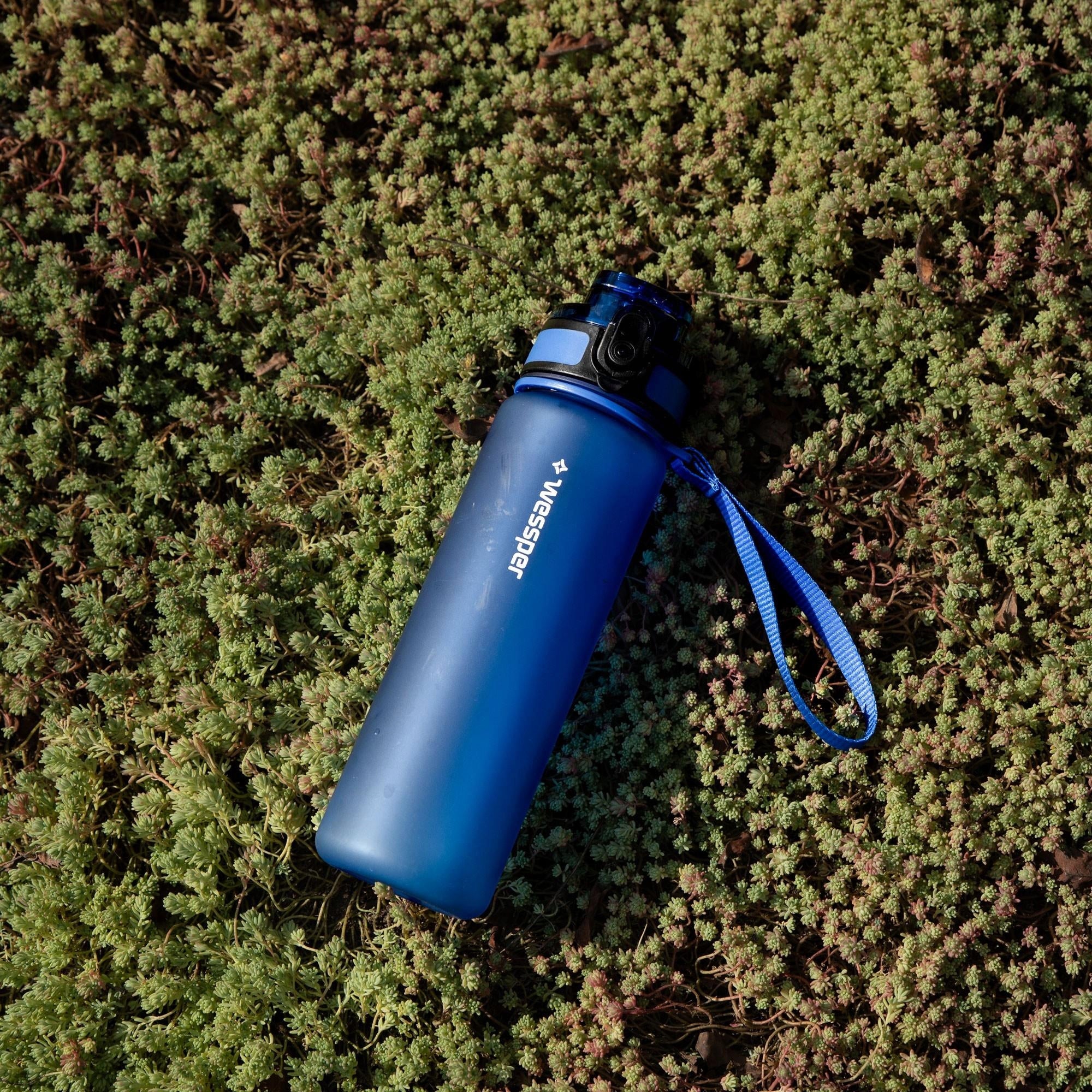 Motivational sports water bottle with mouthpiece tritan 0,5l Wessper Color blue