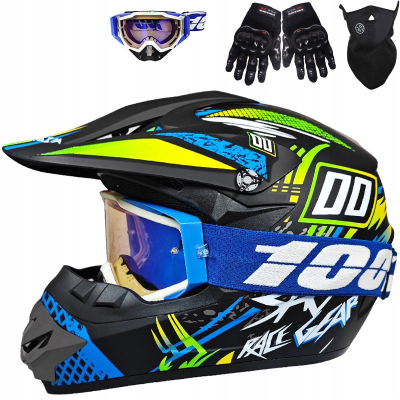 Motocross Helmet Full-Face Kids' Set Off-road helmet-GOGGLES + GLOVES+MASK