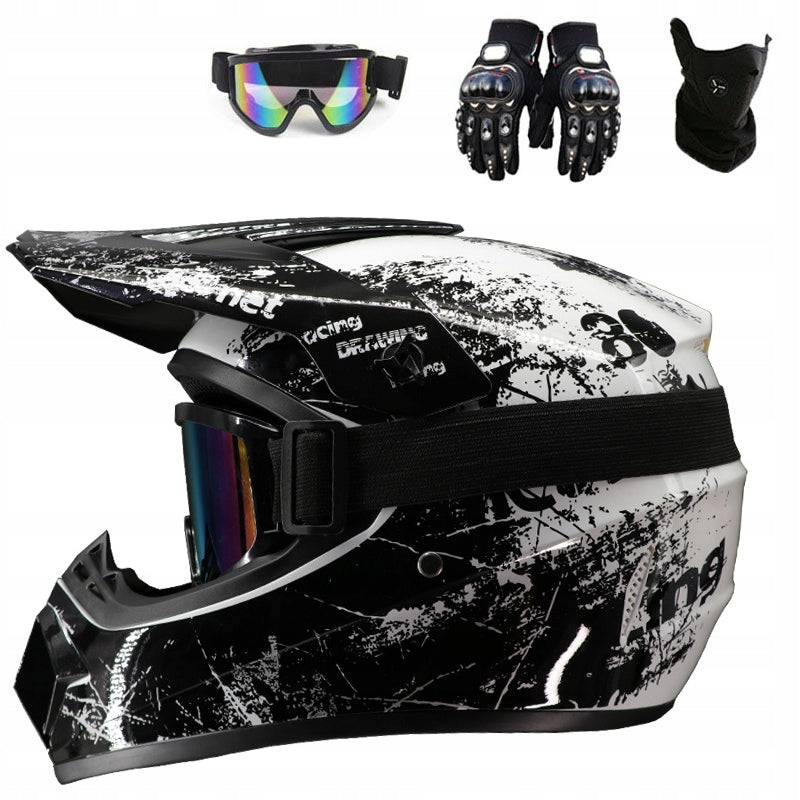 Motocross Helmet Full-Face Set - Off-Road Goggles + Gloves