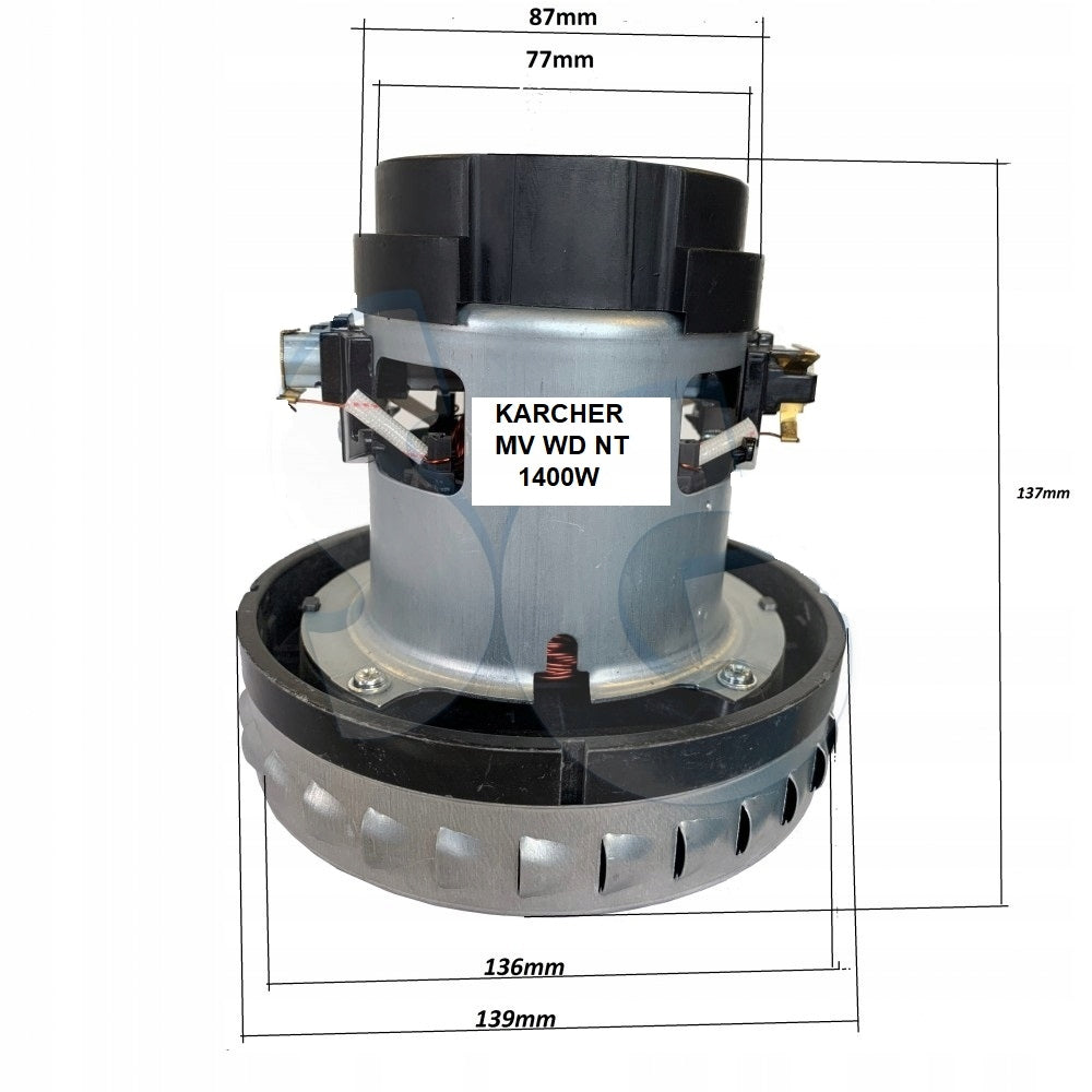 Motor 1400W Turbine for vacuum cleaner KARCHER WD A Dominant color silver/gray
