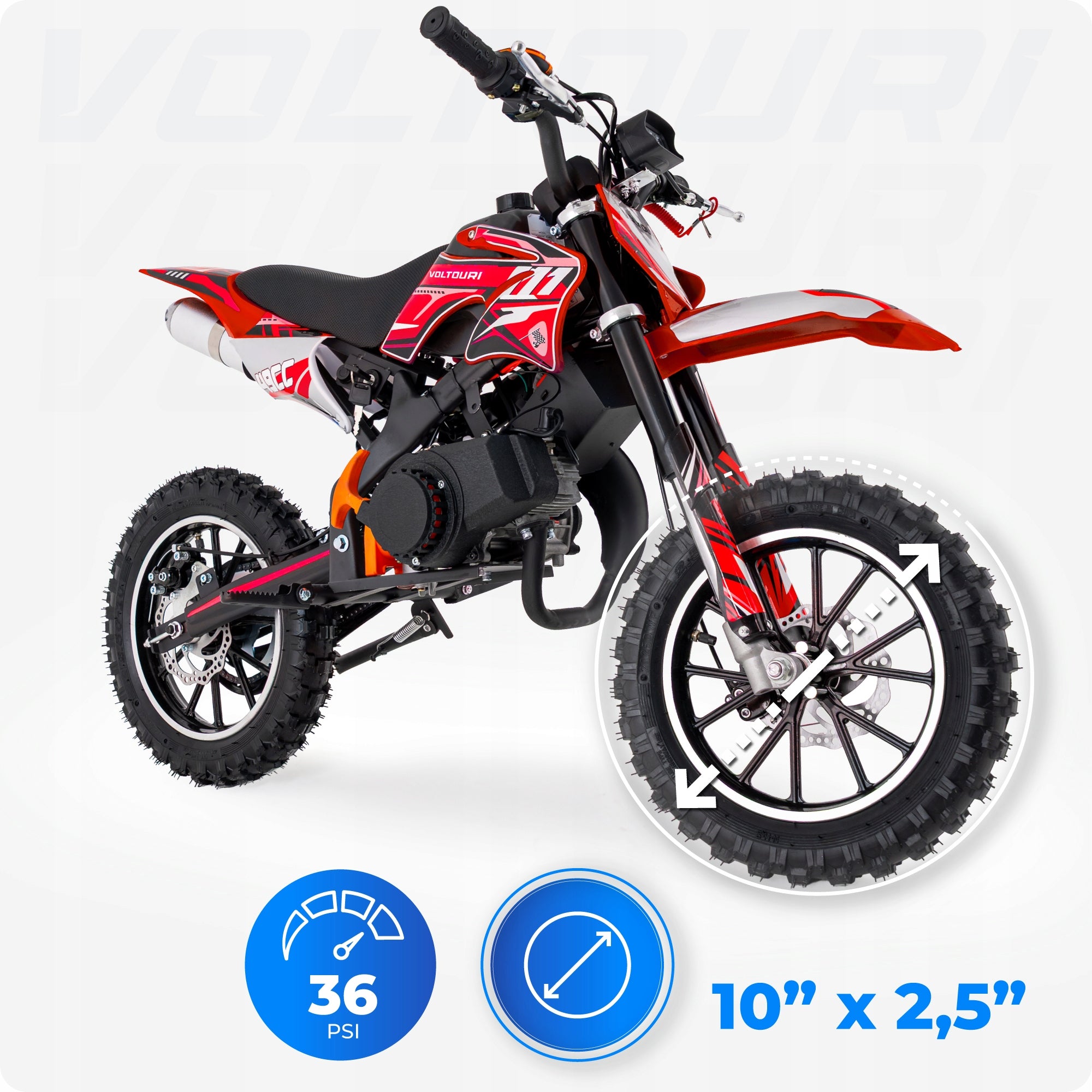 Motor cross combustion for children 49CC light e-start 35km/h motorcycle mini Manufacturer code CR49-E-RED