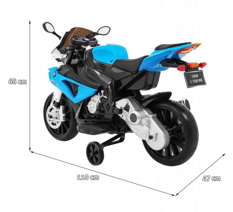 Motor for battery BMW S1000 RR for children Blue + Auxiliary wheels Battery capacity 7 mAh