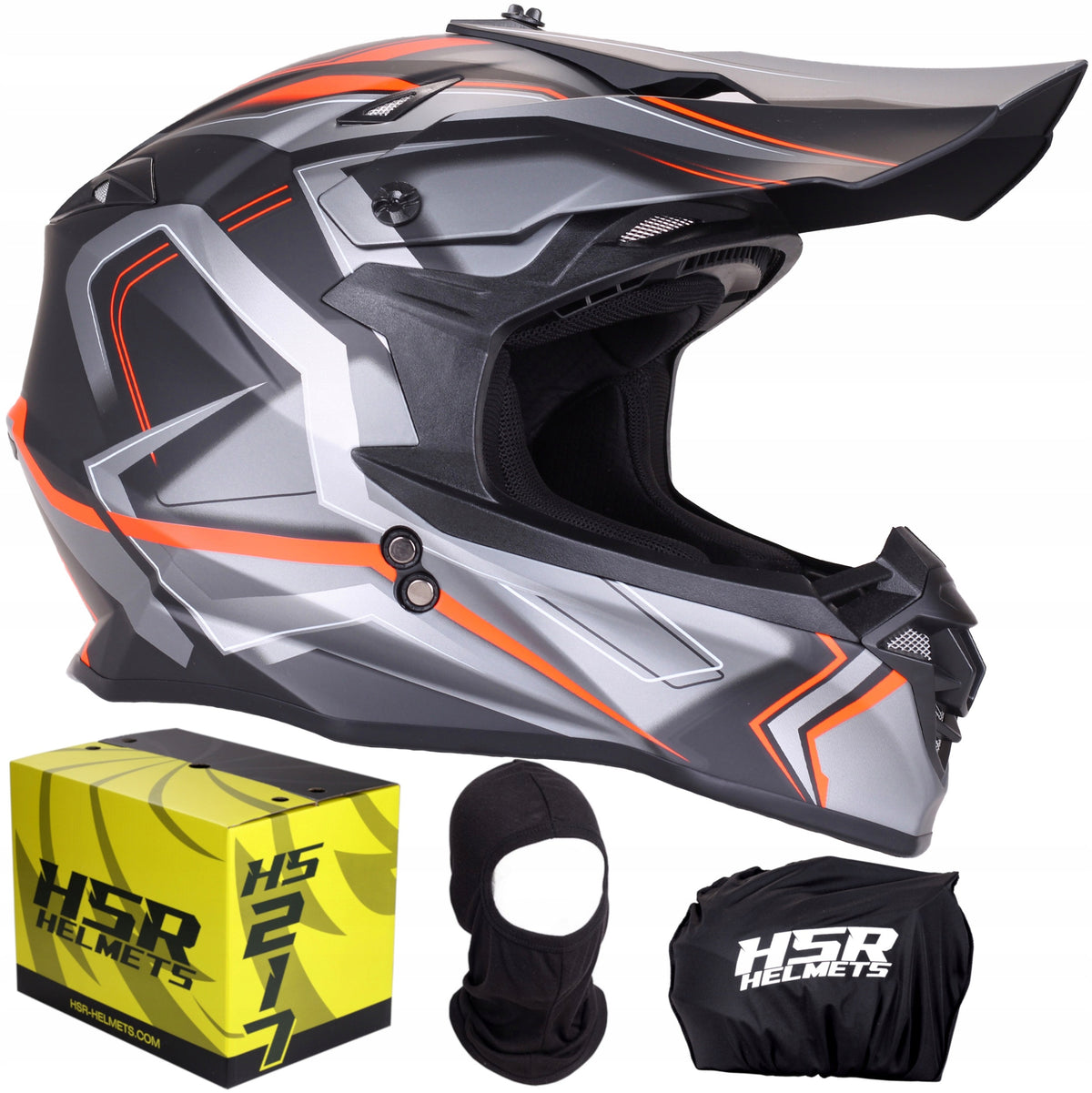 Motor helmet ECE 22.06 cross & offroad orange black universal HSR HS217 XL