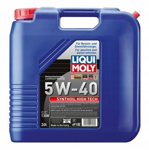 Motor oil 5W-40 LIQUI MOLY Synthoil High Tech 20L - high efficiency