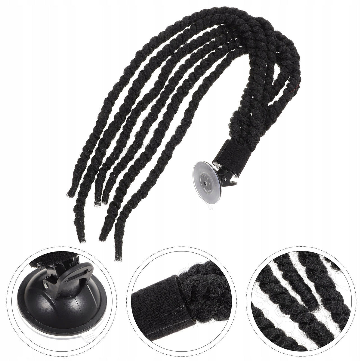 Motorbike Helmet Braid Wig Black Helmet Ornament Decoration Manufacturer no brand