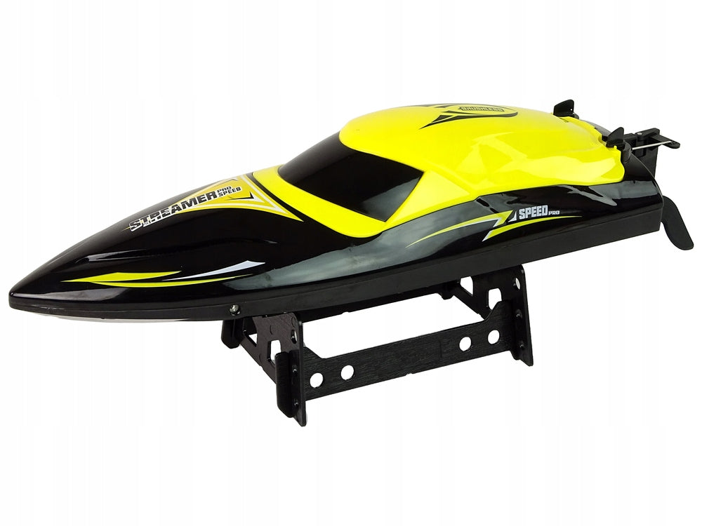 Motorboat R/ C 2,4G yellow 35 km/ h 440x220 mm Lean Toys Kid's age 3＋ years