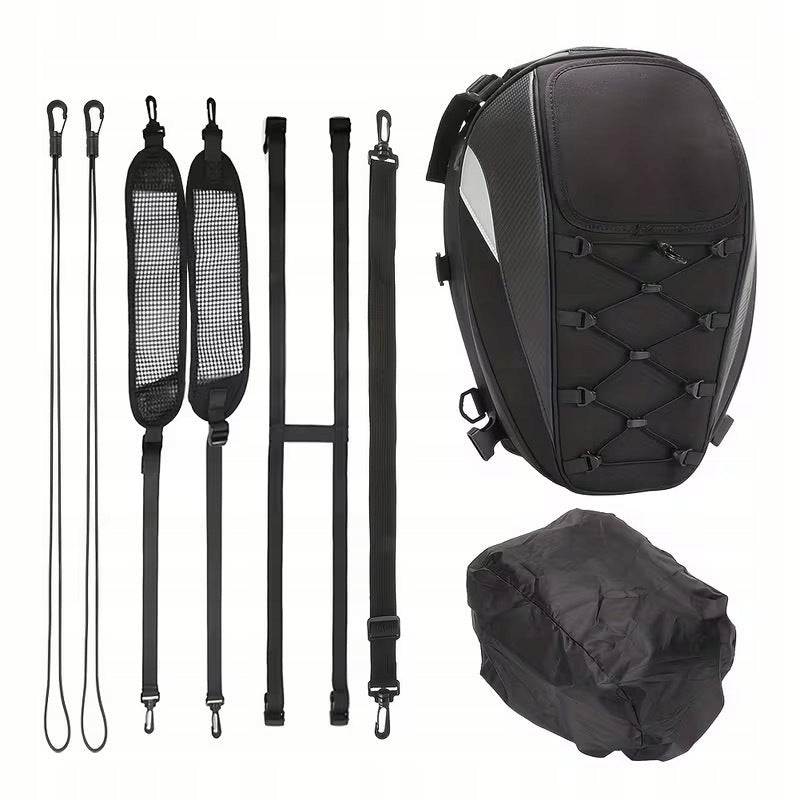 Motorcycle Backpack 2in1 Waterproof Helmet Bag Back Seat TAIL MOTOR