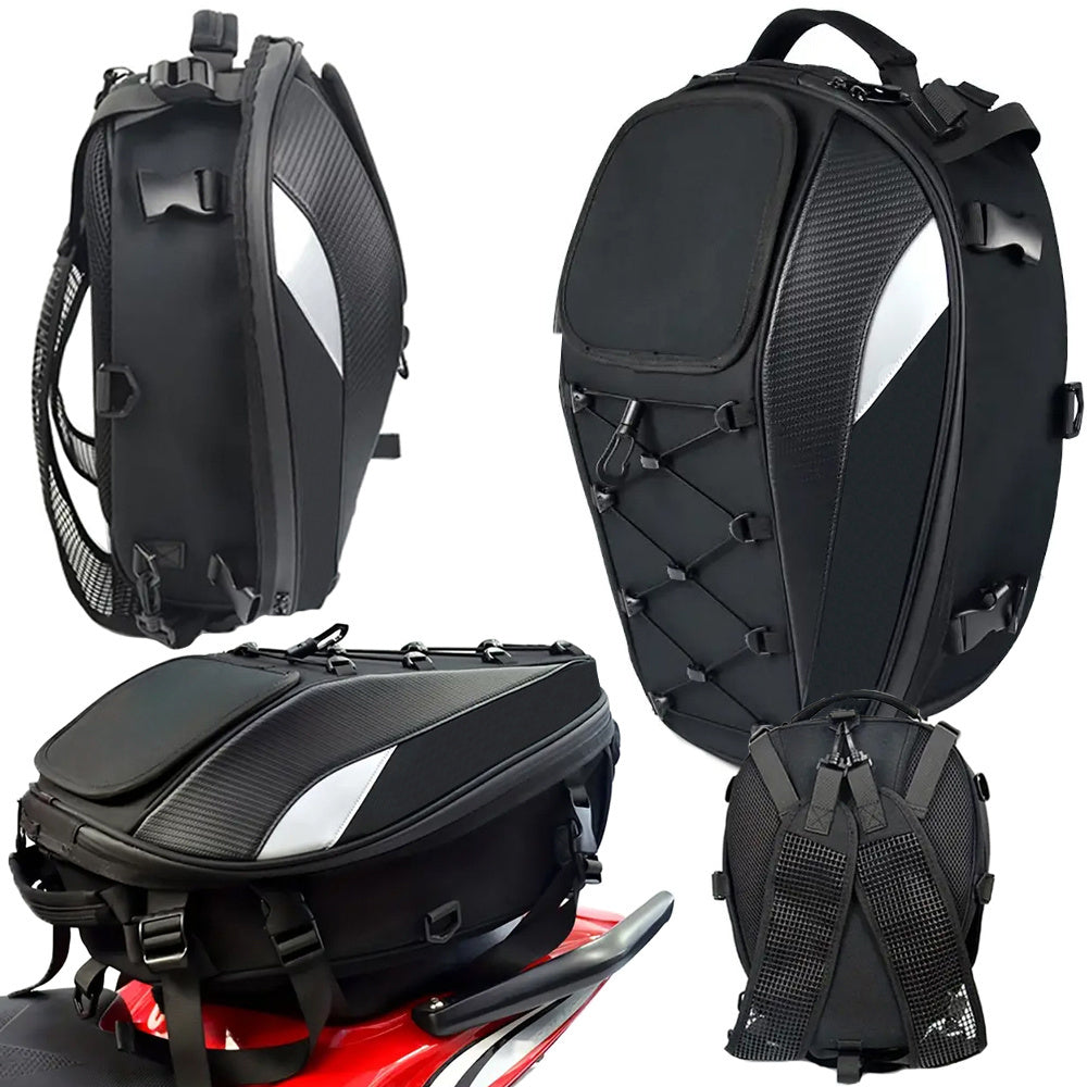 Motorcycle Backpack Helmet Waterproof Pouch Bag Seat 2in1