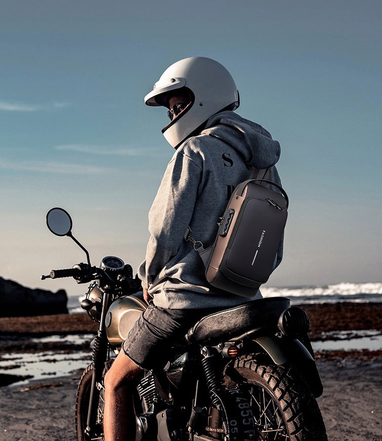 Motorcycle Backpack One Shoulder Anti Theft USB TSA Waterproof I223 Manufacturer no brand