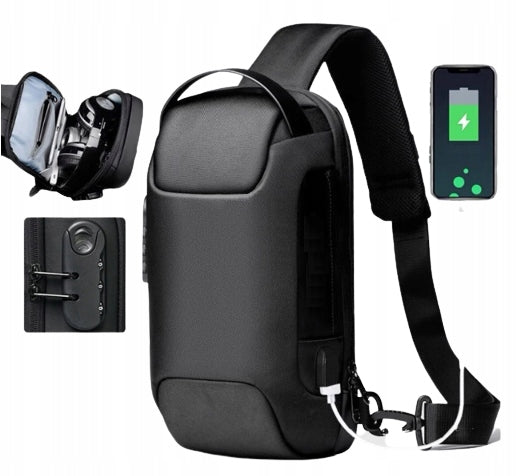 Motorcycle Backpack One Shoulder Anti Theft USB TSA Waterproof I224