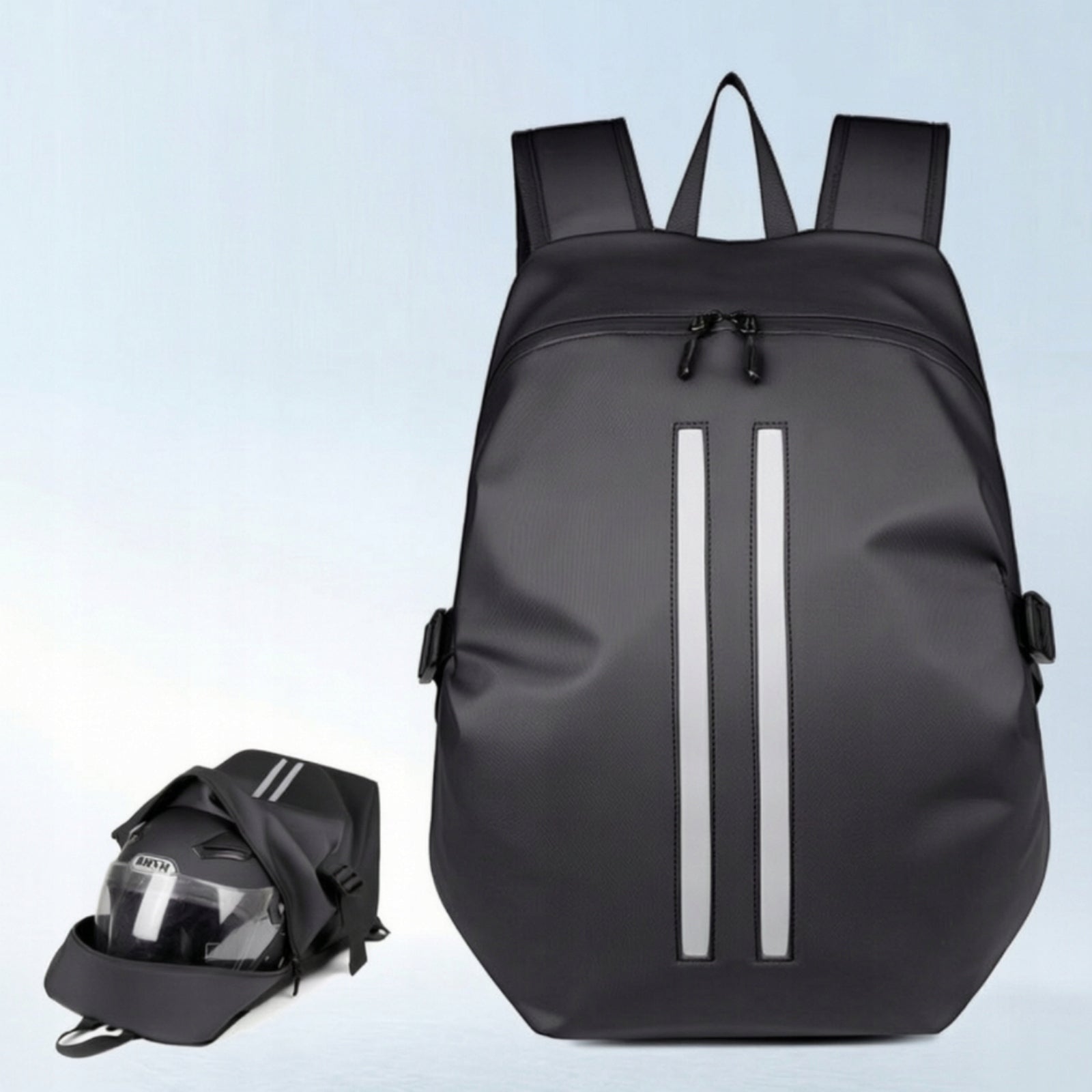 Motorcycle Backpack with Helmet Holder Water-Repellent for Daily Commute Packaging status original