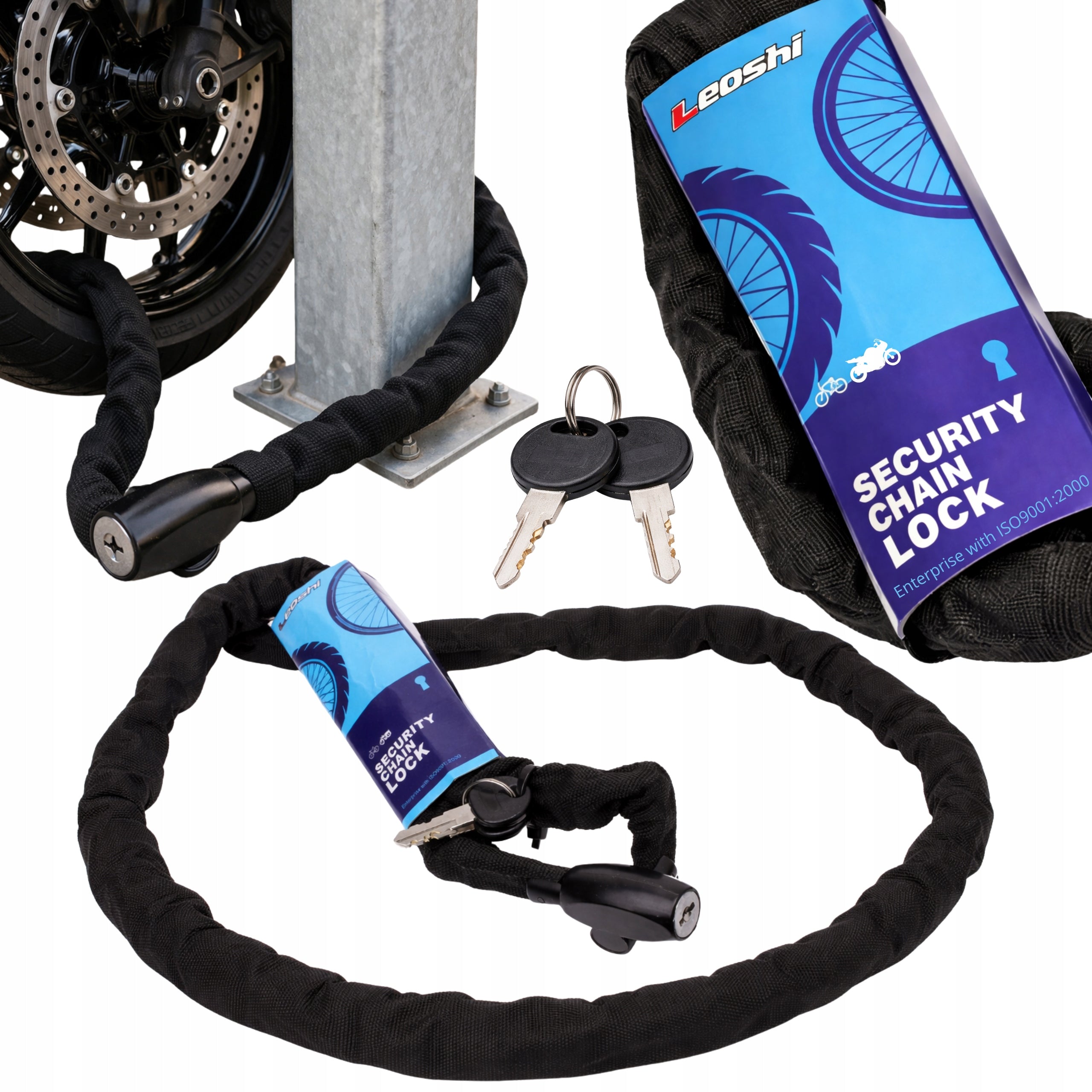 Motorcycle Bicycle Chain Security STEEL KEY STRONG ISO.9001