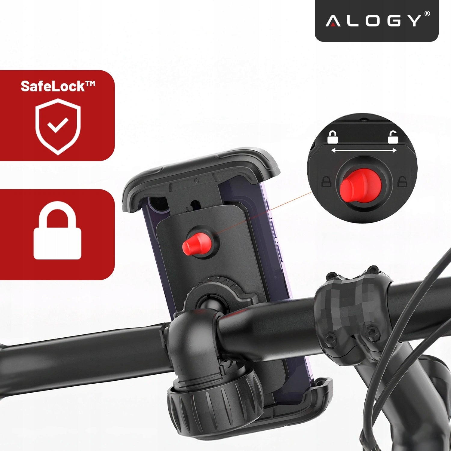 Motorcycle Bike Phone Holder for Bike Handlebar Shockproof Brand Alogy